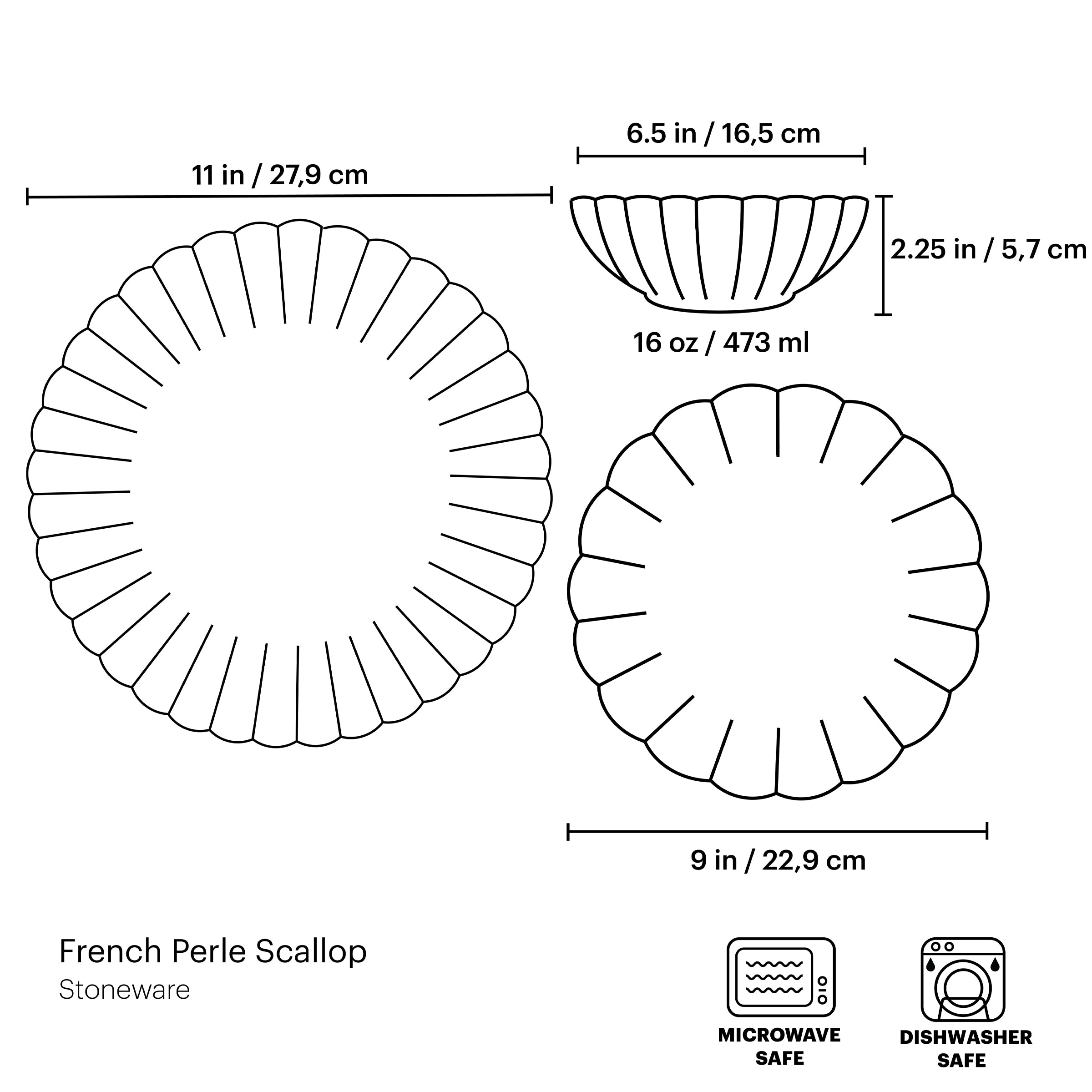 French Perle Scallop Dinnerware Set - 12 Piece Ice Blue Porcelain Plates & Bowls - Elegant Tableware for Wedding, Anniversary & Fine Dining
