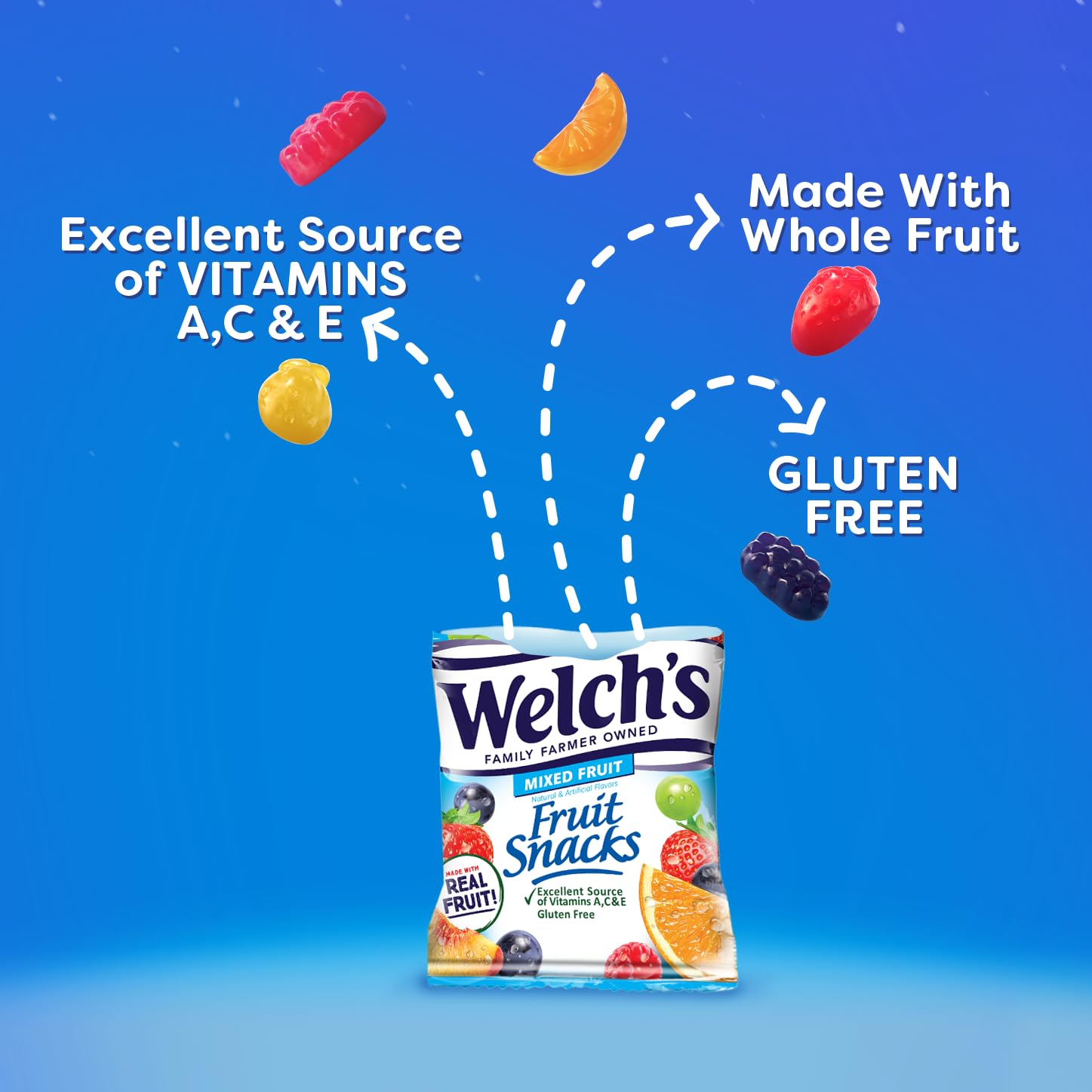 Welch's Mixed Fruit Snacks - Gluten Free, Bulk Pack of 12 (5 oz Each) - Healthy On-the-Go Snack for Kids Lunch, School, Travel & Office | Individually Wrapped Single Serve Bags