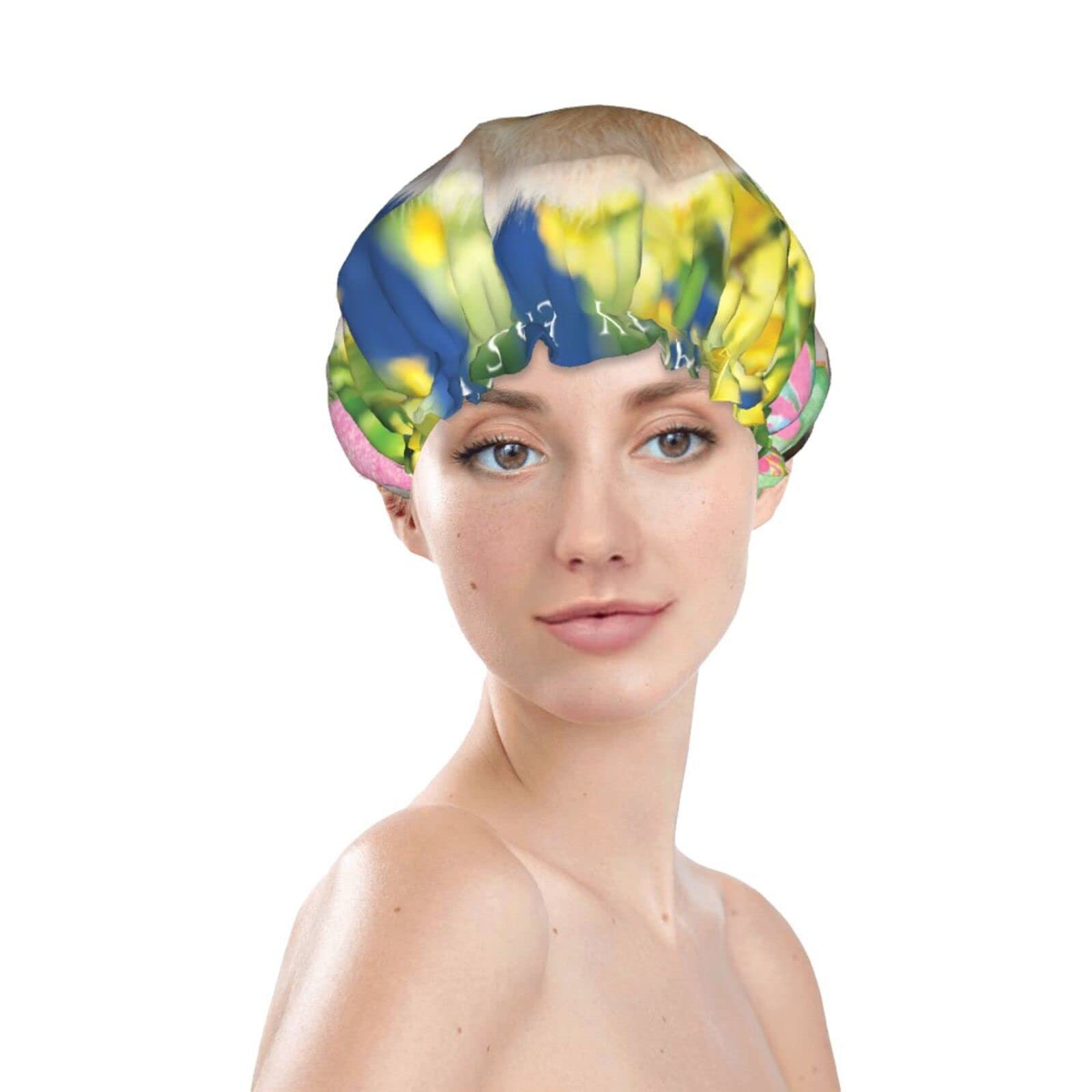 Easter Bunny Shower Cap for Women - Reusable Waterproof Shower Hat with Rabbit Ears - Cute Bath Hair Cover for Shower, Spa & Swimming - Perfect Easter Gift for Girls & Women