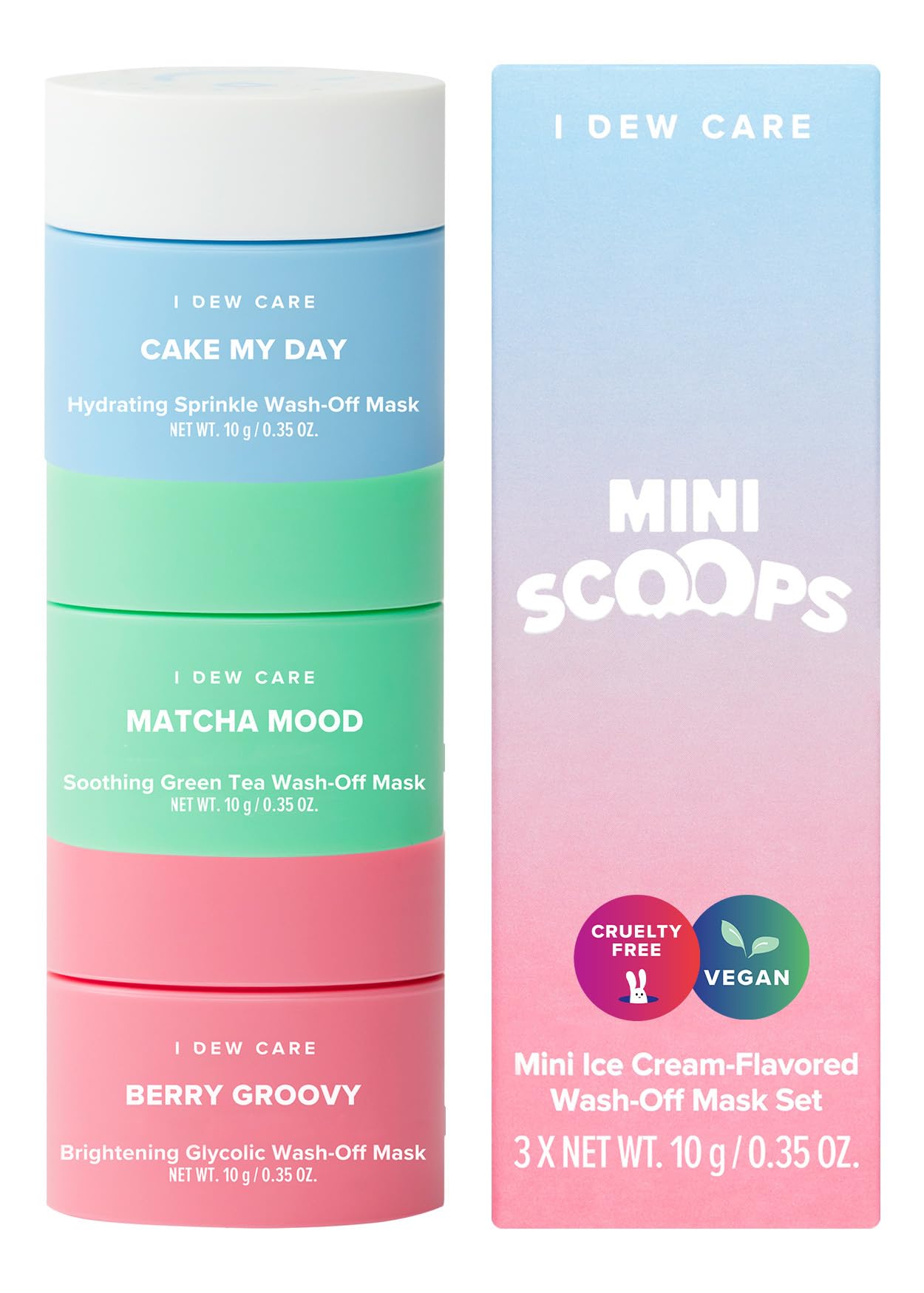 I DEW CARE Mini Scoops + Face Wash Headband Set - Brown Bear Design, 1 Count Skincare Bundle for Gentle Exfoliation & Cleansing | Perfect for Travel & At-Home Spa Days