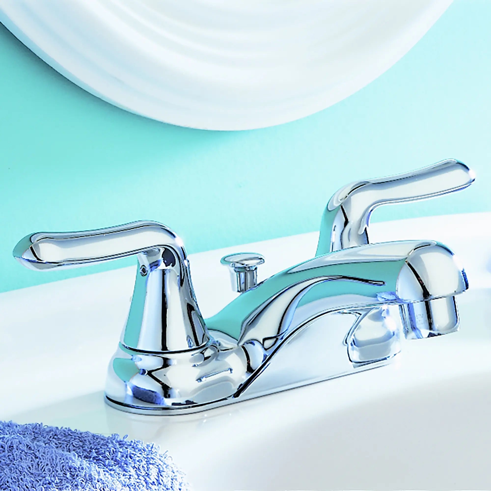 Colony® Soft 4 Inch Centerset 2 Handle Bathroom Faucet 1.2 GPM/4.5 LPM with Lever Handles - Perfect for Small Bathrooms, Powder Rooms & Vanities