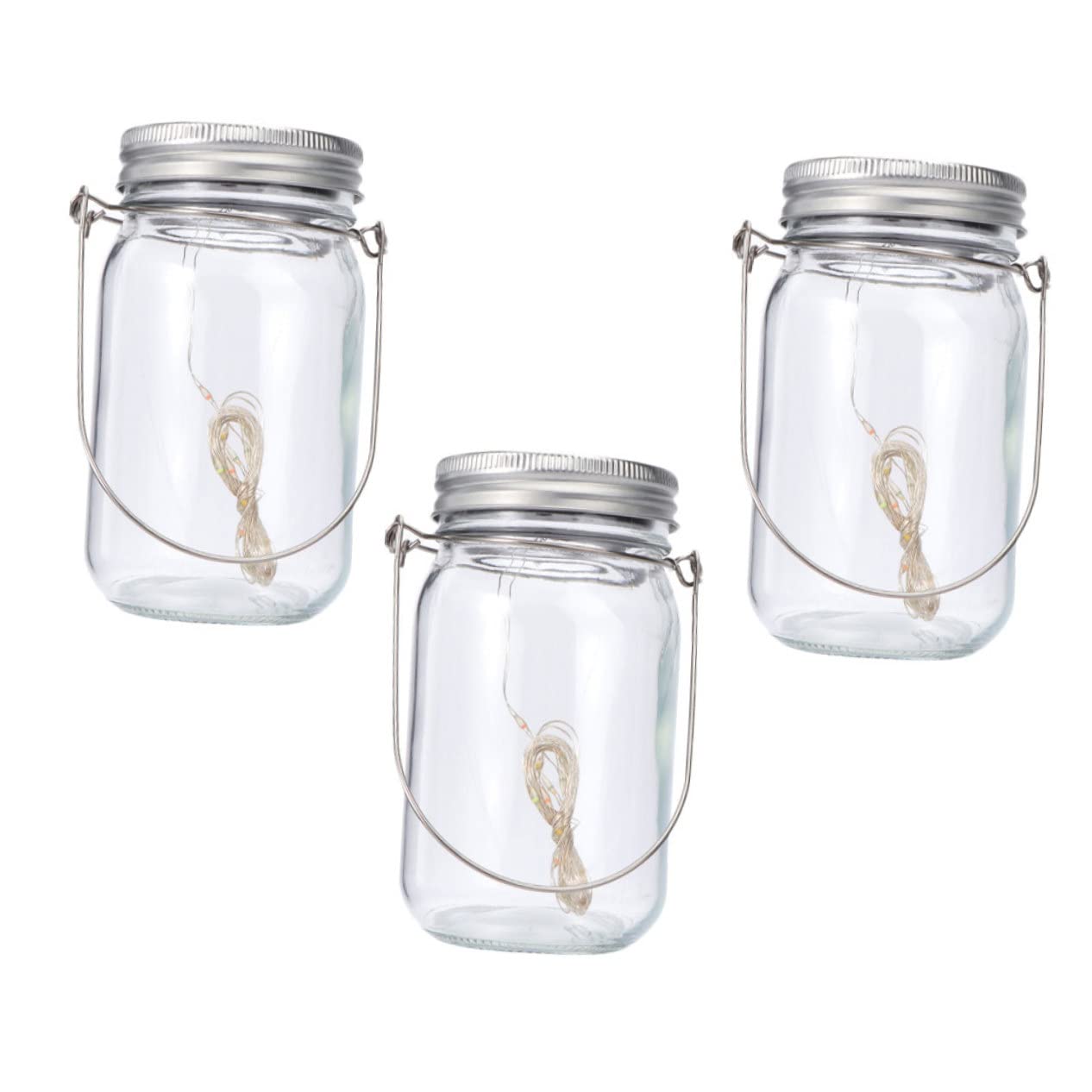WOONEKY 3 Sets Solar LED String Lights - Waterproof Fairy Lights with Hanging Jars for Outdoor/Indoor Decor, Garden, Patio, Wedding & Party Lighting
