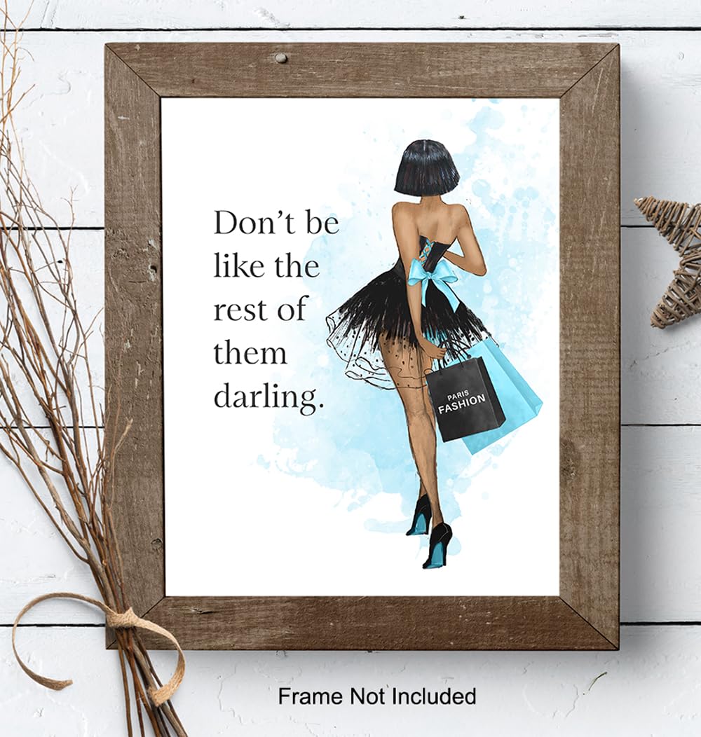 Inspirational Motivational Quote Wall Art - Luxury Gift for Black African American Women & Teens - Glam Wall Decor - Positive Quotes - Blue Home Decor for Bedroom & Living Room - Perfect for Daily Motivation & Stylish Interior Design