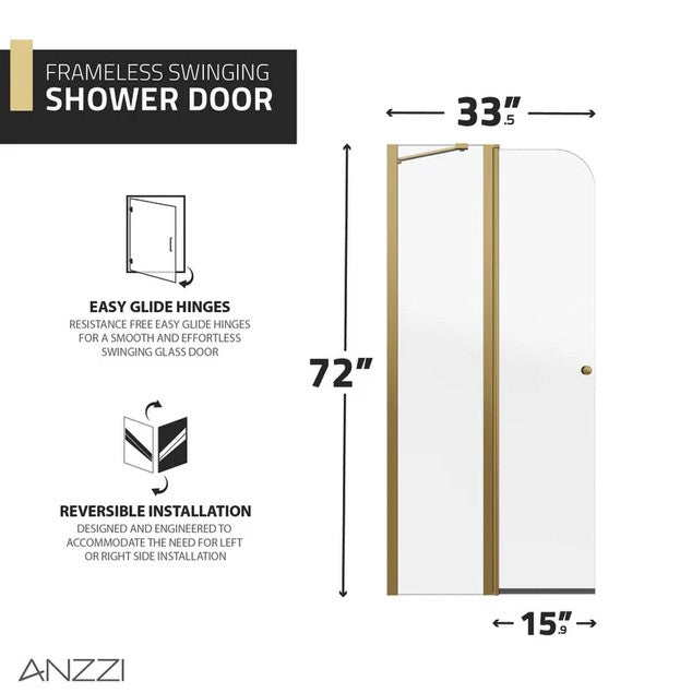 Anzzi SD AZ14 01BG Frameless Shower Door 72