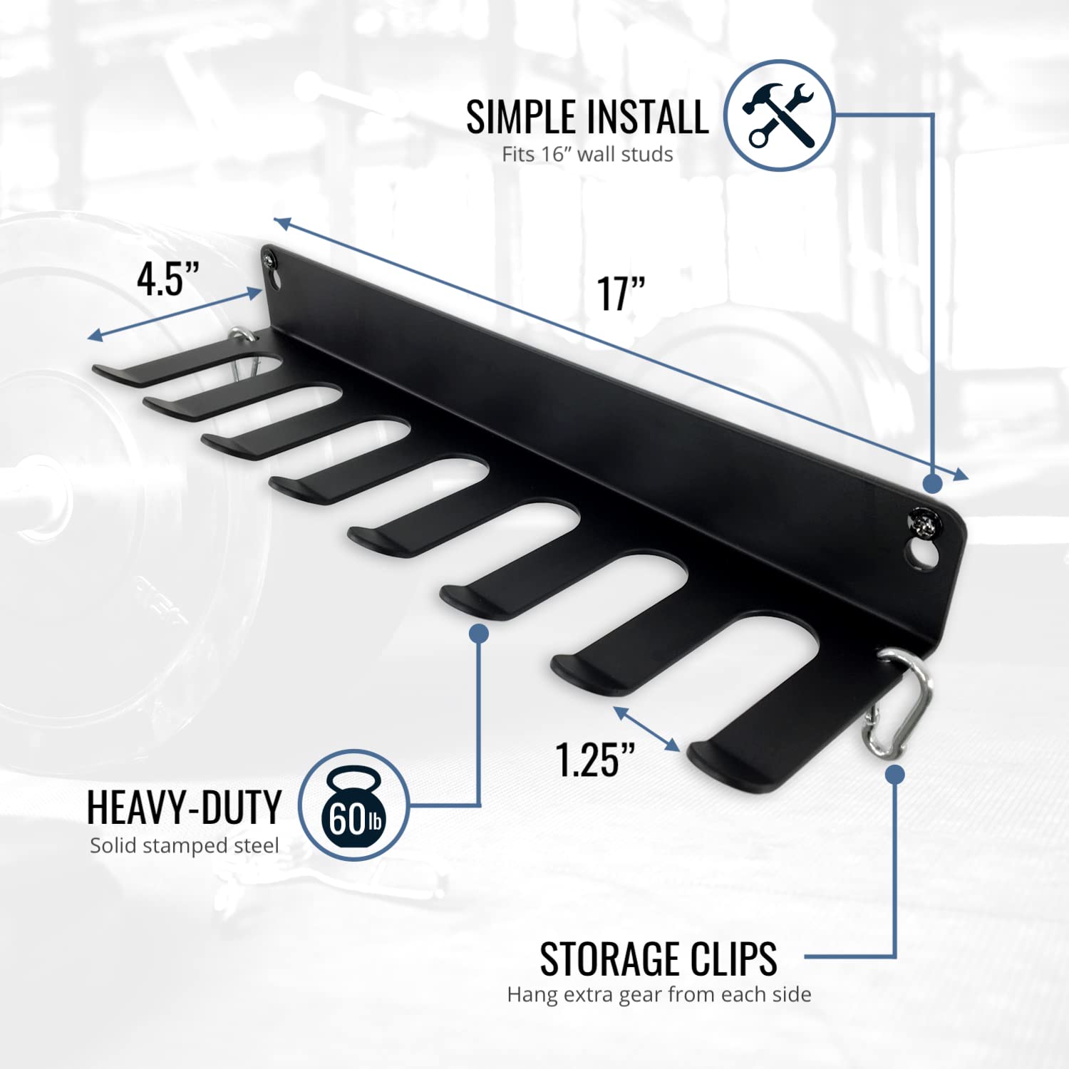 StoreYourBoard Heavy Duty Wall Mount Gym Equipment Organizer - Metal Storage Rack for Workout Bands, Jump Ropes, Yoga Mats & Foam Rollers | Perfect for Home Gym, Garage Fitness Equipment Organization & Small Space Workout Storage