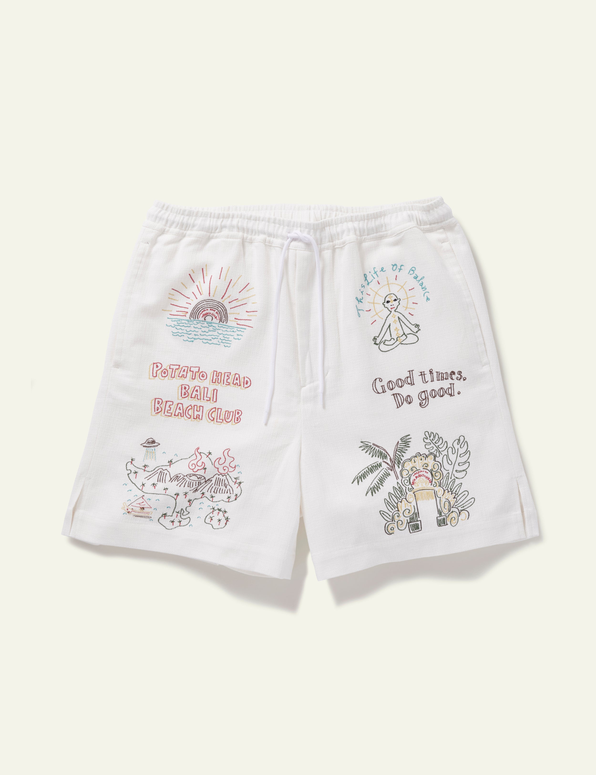 Bali's Landscape Shorts for Men - Comfortable White Casual Summer Shorts | Perfect for Beach, Travel & Outdoor Activities