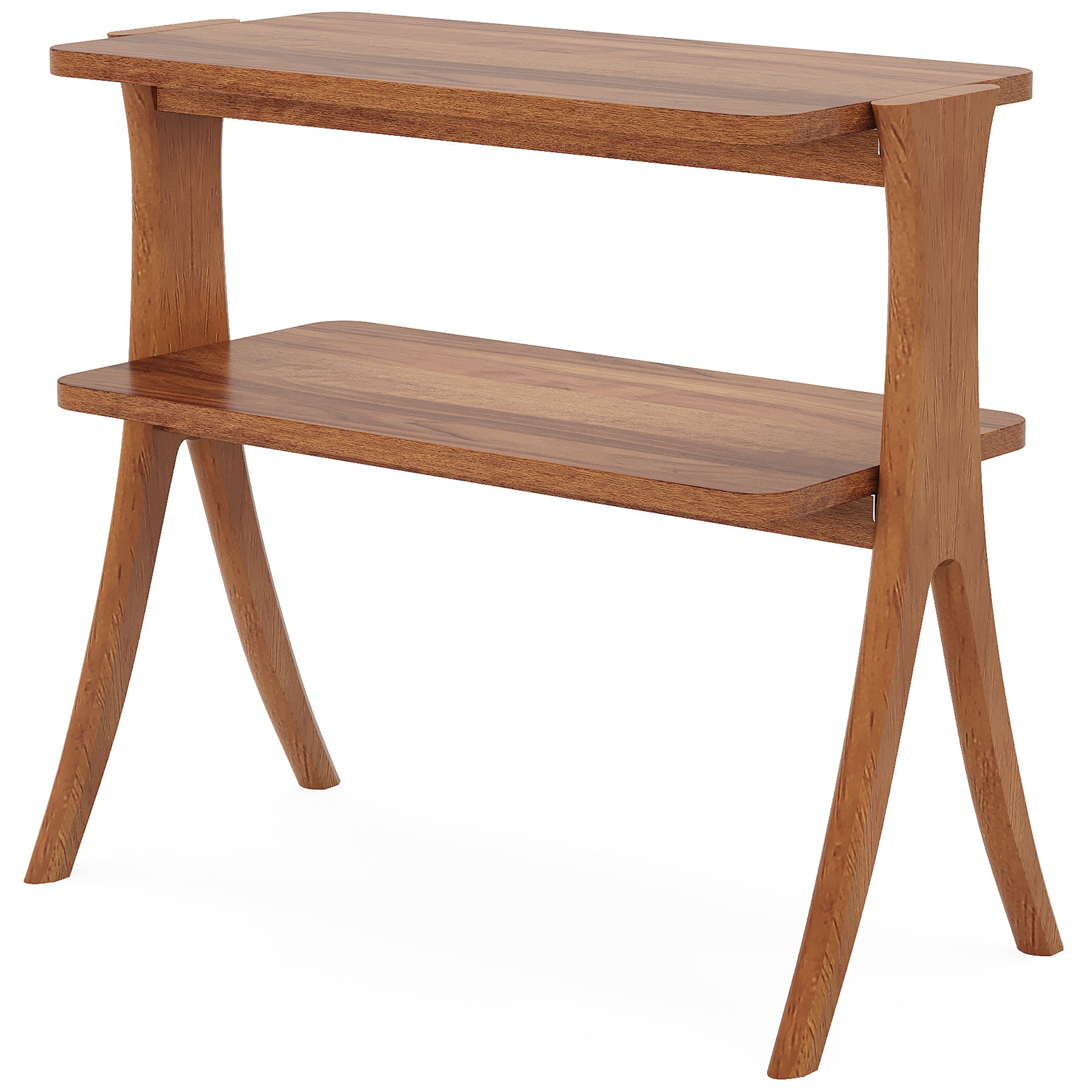 Rustic Wood End Table with 2-Tier Storage Shelf - Farmhouse Style Nightstand for Bedroom, Living Room & Office - Perfect for Small Spaces & Home Decor