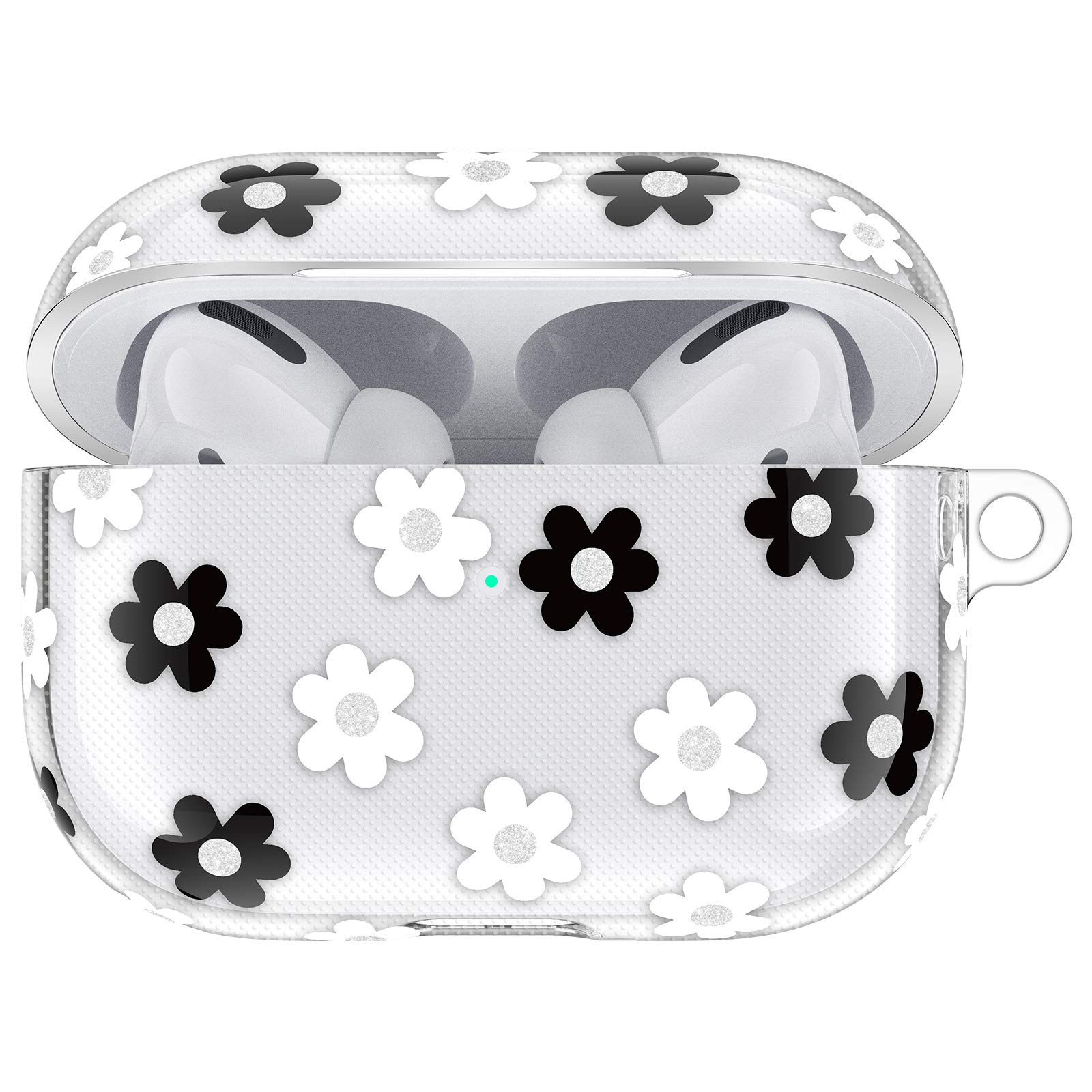 AirPods Pro Case - Clear Cute Shockproof TPU Gel Cover with Keychain & Clip for AirPods Pro Charging Case (Floral Design) - Perfect for Gym, Travel & Everyday Protection