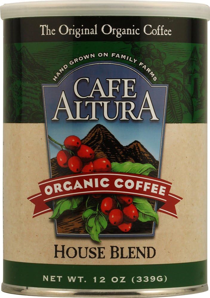Organic House Blend Ground Coffee by Cafe Altura - 12 Ounce Can (Pack of 6) | Premium Fair Trade Coffee for Home Brewing, Office & Gifts