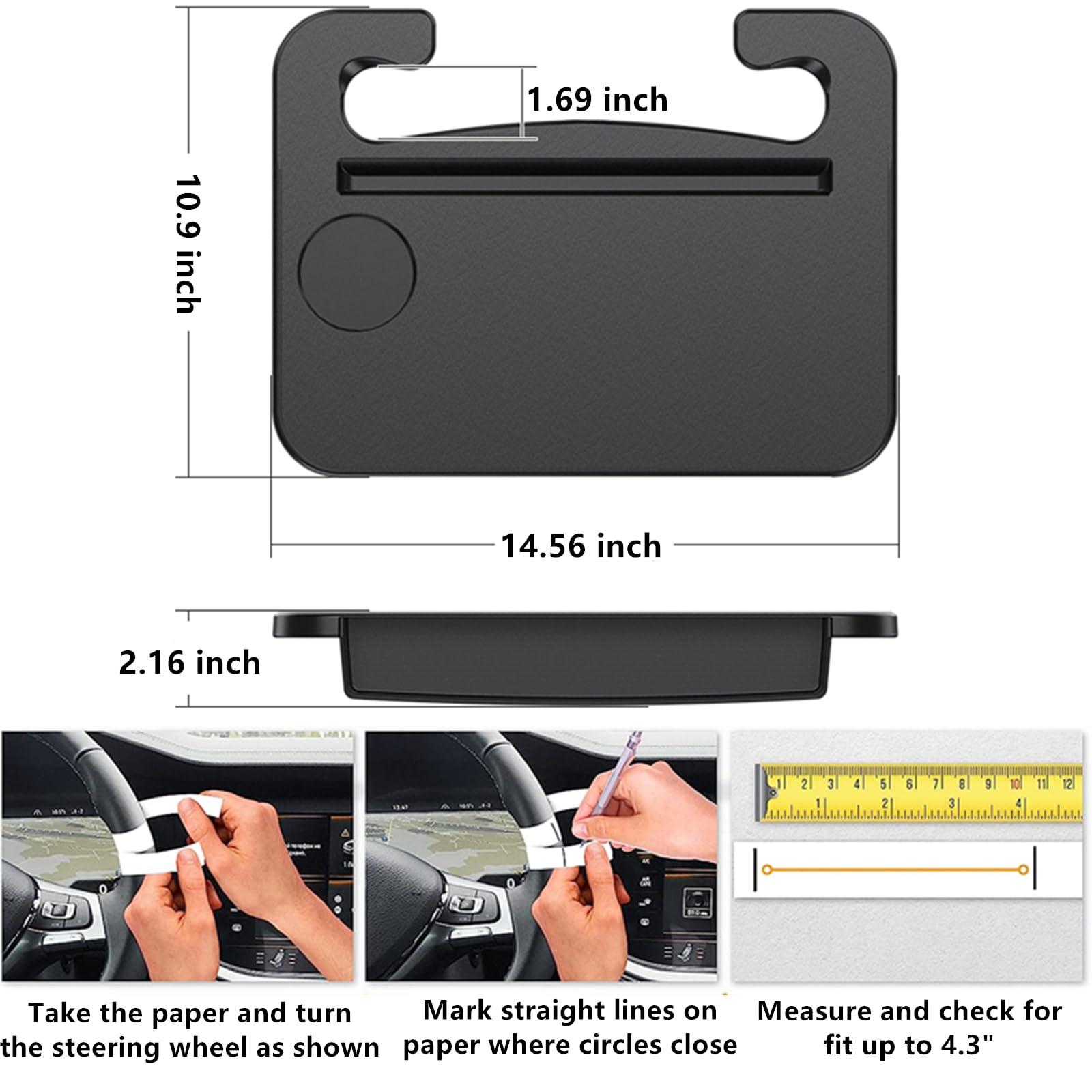 2 in 1 Car Steering Wheel Tray & Seat Gap Organizer - Multi-Purpose Laptop Mount, Food Tray & Storage Solution for Eating, Working & Road Trips - Essential Travel Car Accessories for Adults (Perfect for Commuting, Office on the Go & Long Distance Travel)