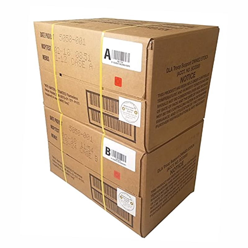 **Genuine US Military MRE Meals Ready to Eat - A & B Bundle Cases (2025-2026 Inspection) - Emergency Food Supply with Heater for Camping, Survival & Outdoor Adventures**