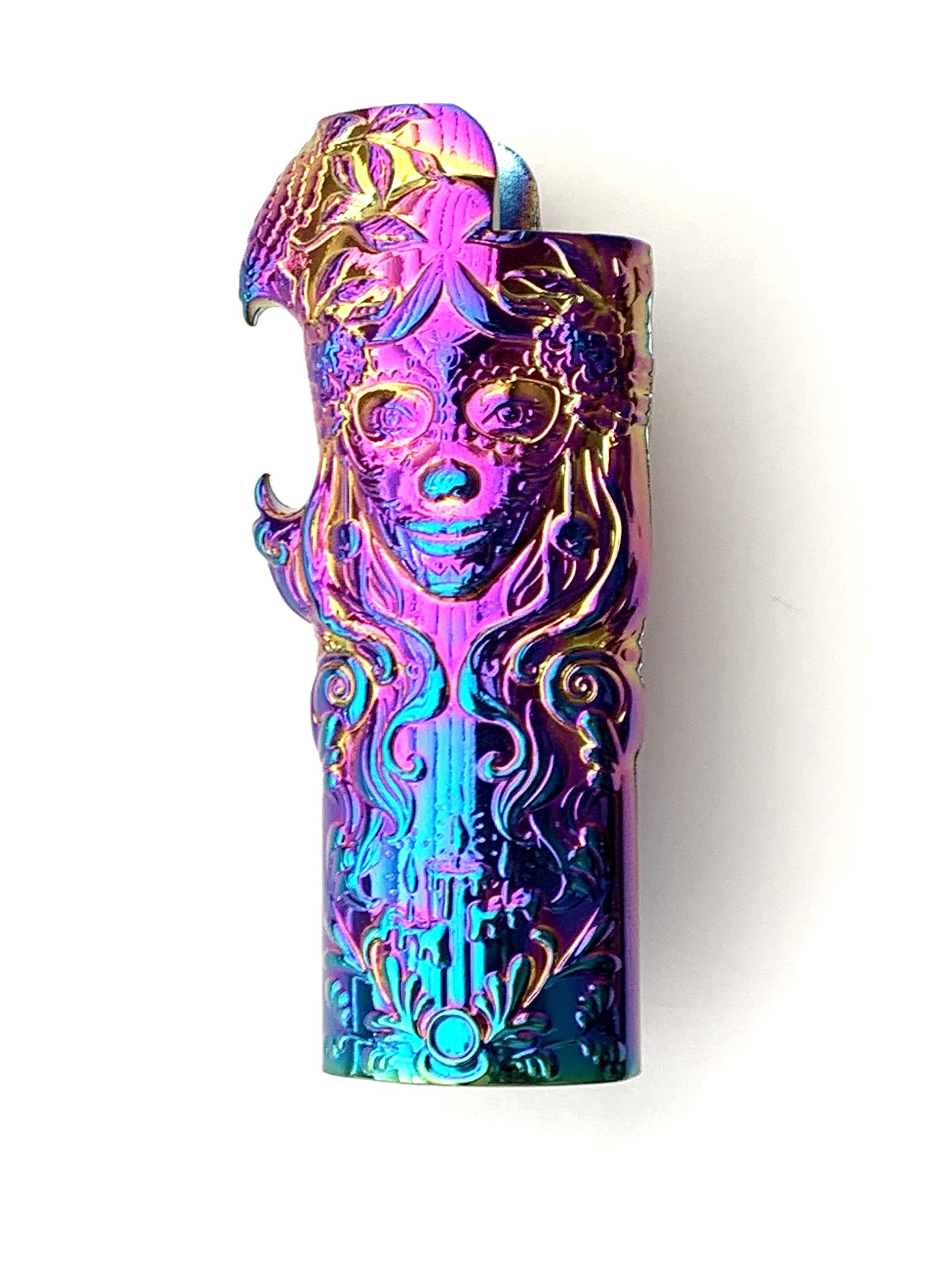 Iridescent BIC Lighter Case - Day of The Dead Style for Outdoor & Parties