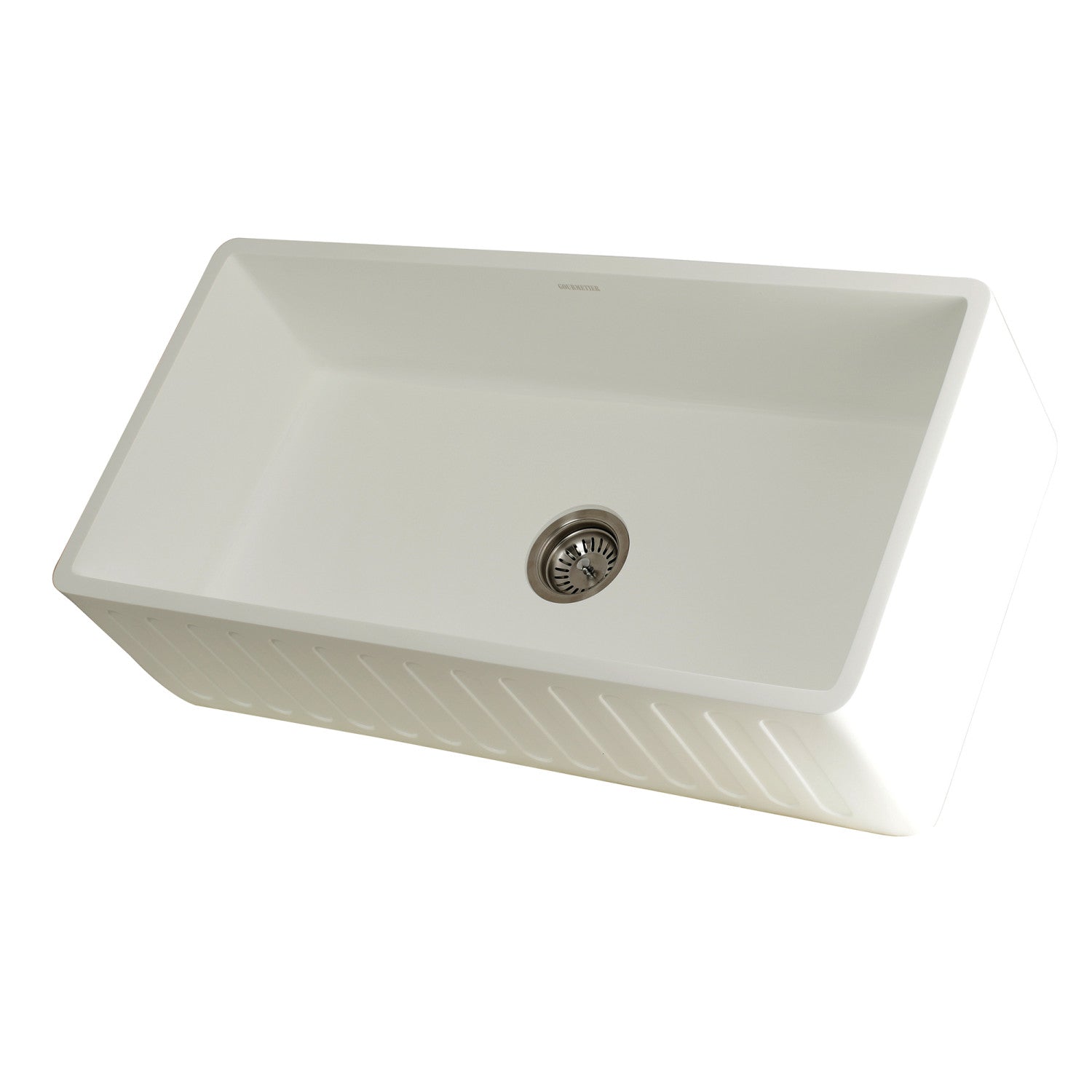 Arcticstone 36 Inch White Farmhouse Kitchen Sink - Matte White Solid Surface Single Bowl Apron Front Sink with Strainer - Perfect for Modern Farmhouse & Rustic Kitchen Designs