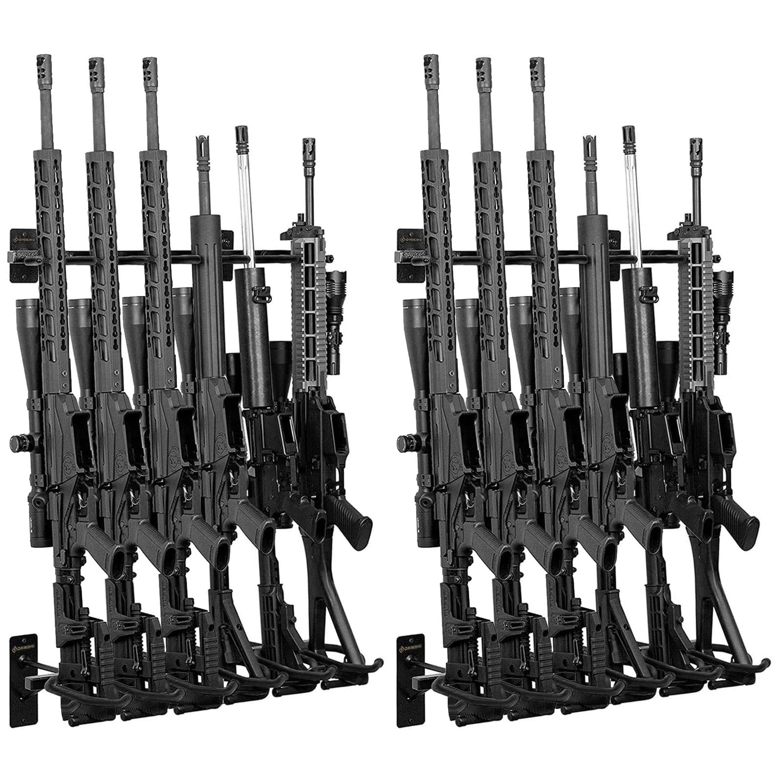 Heavy Duty Metal Gun Rack Wall Mount - Rifle Shotgun Hooks & Bow Hangers with Soft Padding - Secure Firearm Storage for Home, Hunting Cabin, or Shooting Range Display