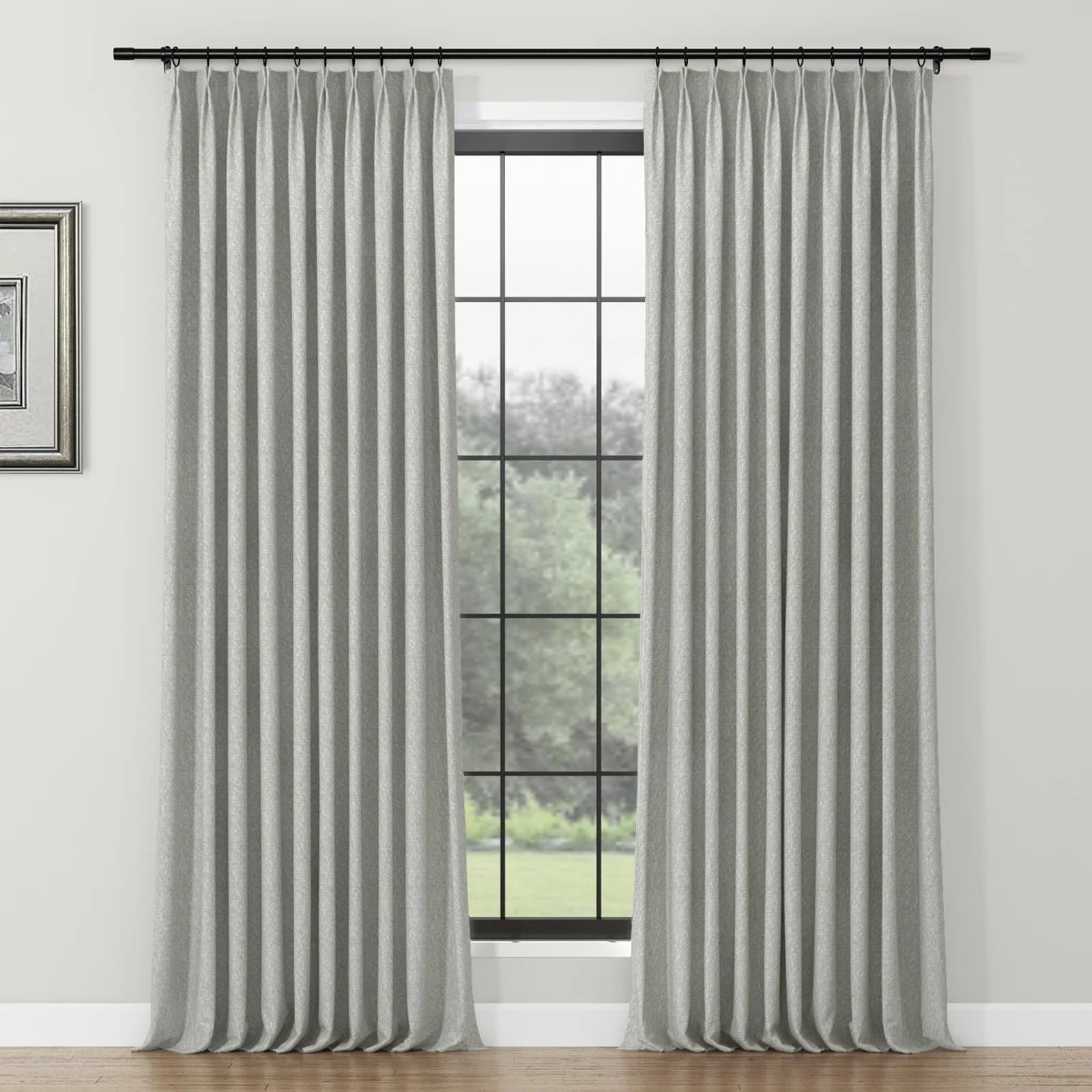 Lydia Rove Jacquard Pleated Curtains for Living Room & Bedroom - Elegant Window Treatments for Home Decor