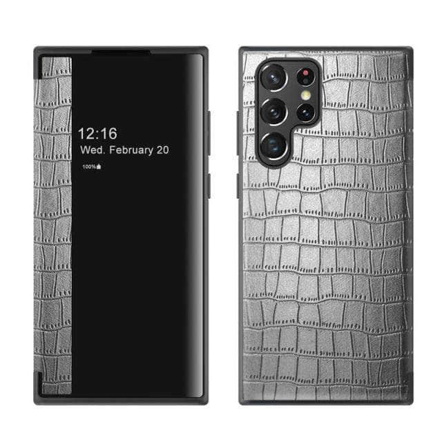 Premium Galaxy S22 Luxury Crocodile Texture PU Leather Flip Case - Slim Protective Cover for Samsung Galaxy S22 - Perfect for Business & Travel Use