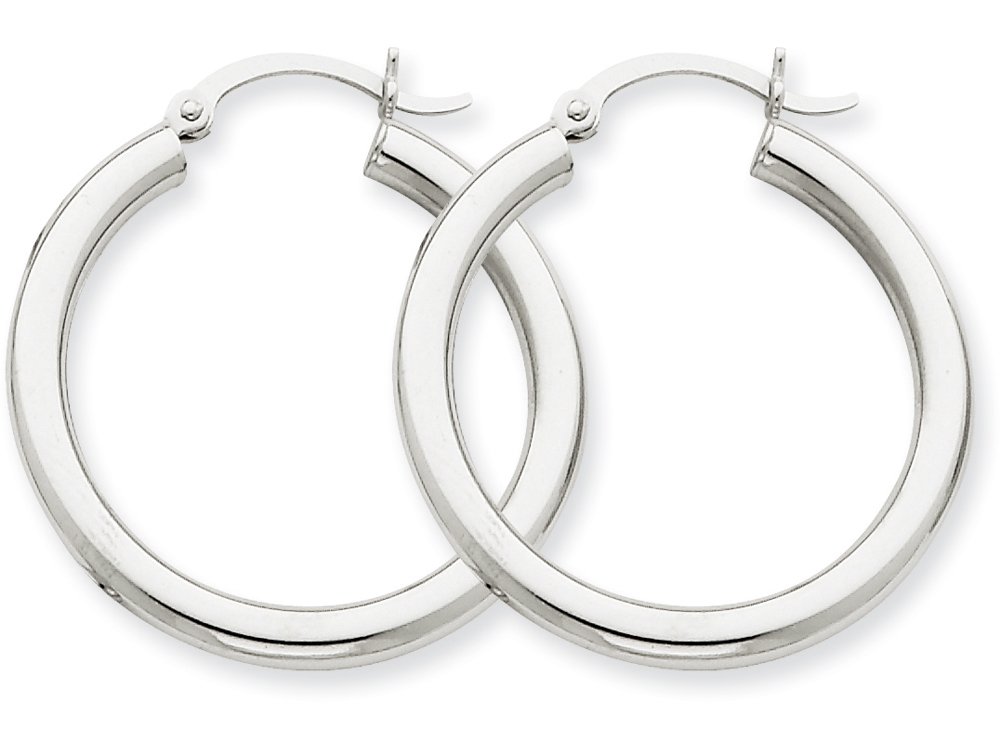 14K White Gold 3mm Round Hoop Earrings for Women - Classic Minimalist Stud Earrings for Everyday Wear, Gift Giving & Special Occasions | FJC Finejewelers