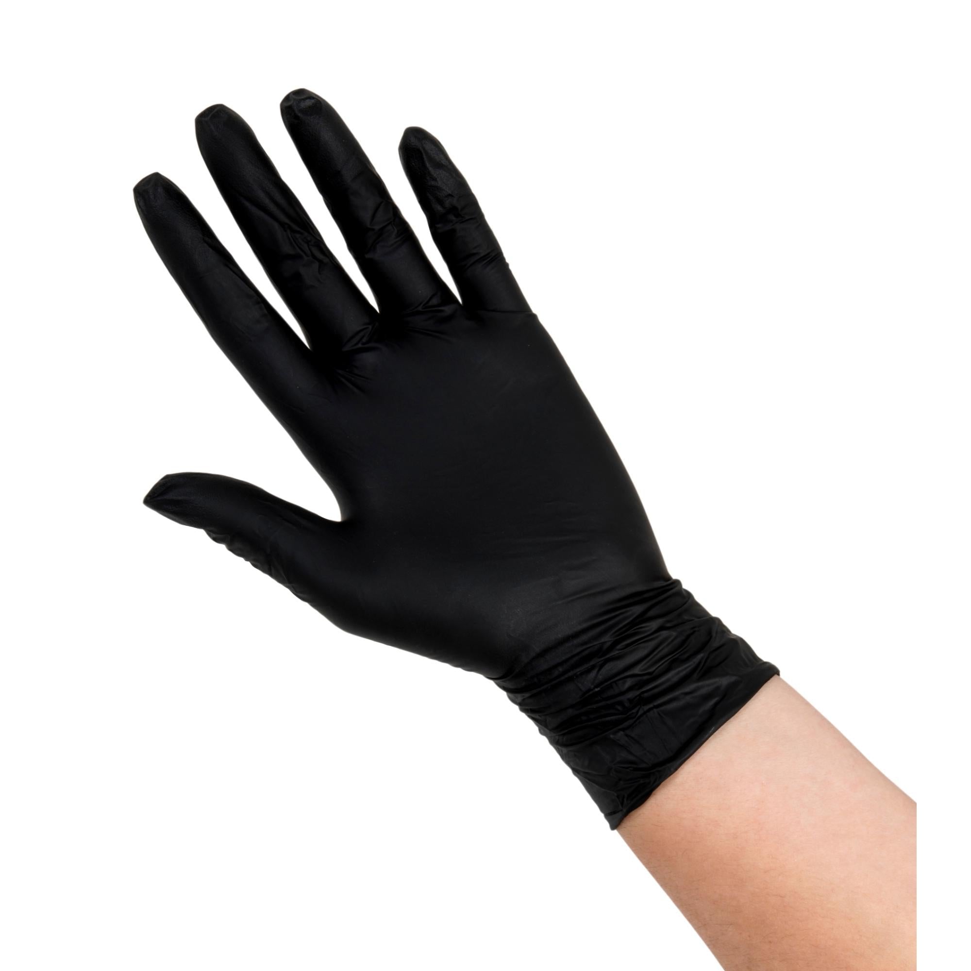 Colortrek Black Disposable Vinyl Gloves - 100 Count Box - Latex-Free, Powder-Free for Food Handling, Cleaning & Medical Use