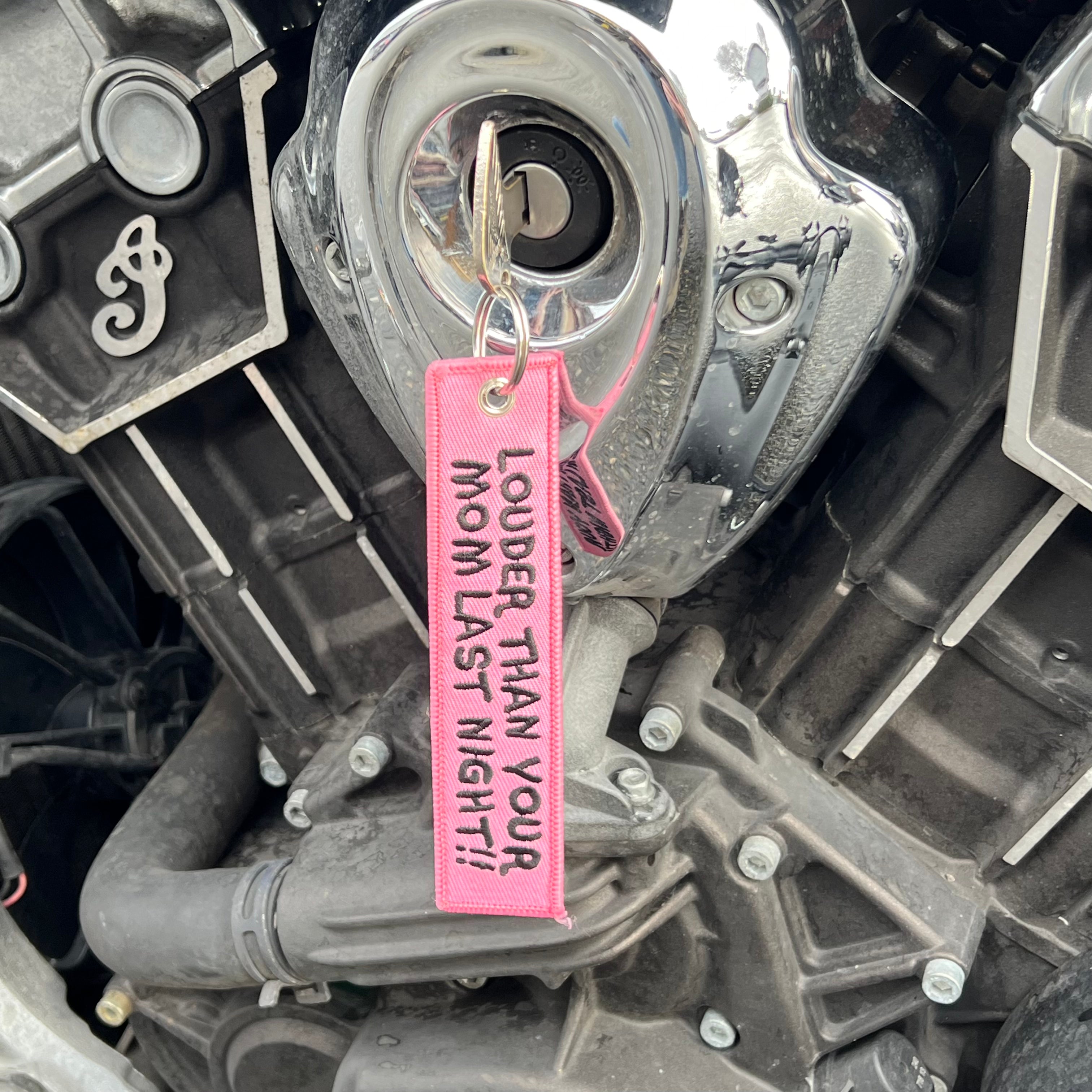 Motorcycle Keychain - Loud Pink Key Ring for Bikers | Perfect for Motorcycle Enthusiasts & Riders