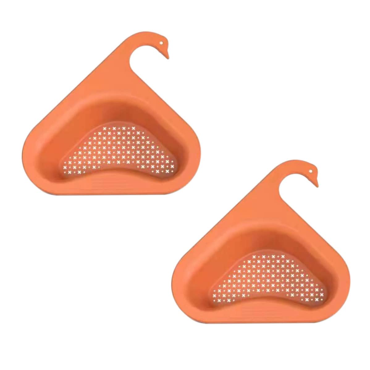 **LeuMuas Triangular Sink Drain Shelf - 2PCS Corner Hanging Strainer for Kitchen Sink, Food Waste Filter, Orange - Perfect for Small Spaces & Organizing Utensils, Sponges, and Soap**