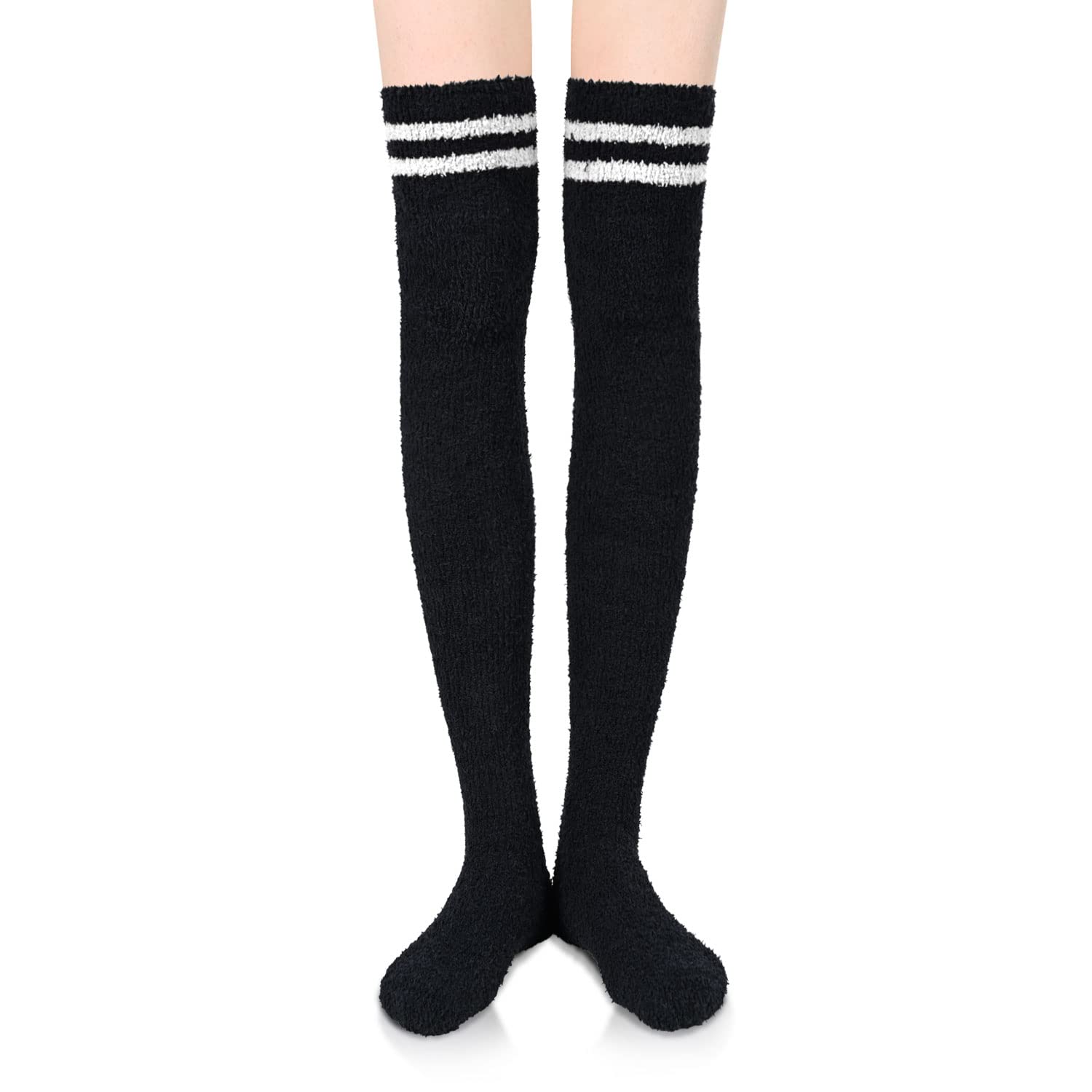 SOCKFUN Women's Thigh High Fuzzy Socks - Soft Fluffy Knee High Winter Warm Socks for Women & Girls - Perfect for Cold Weather, Lounge Wear & Cozy Home Outfits