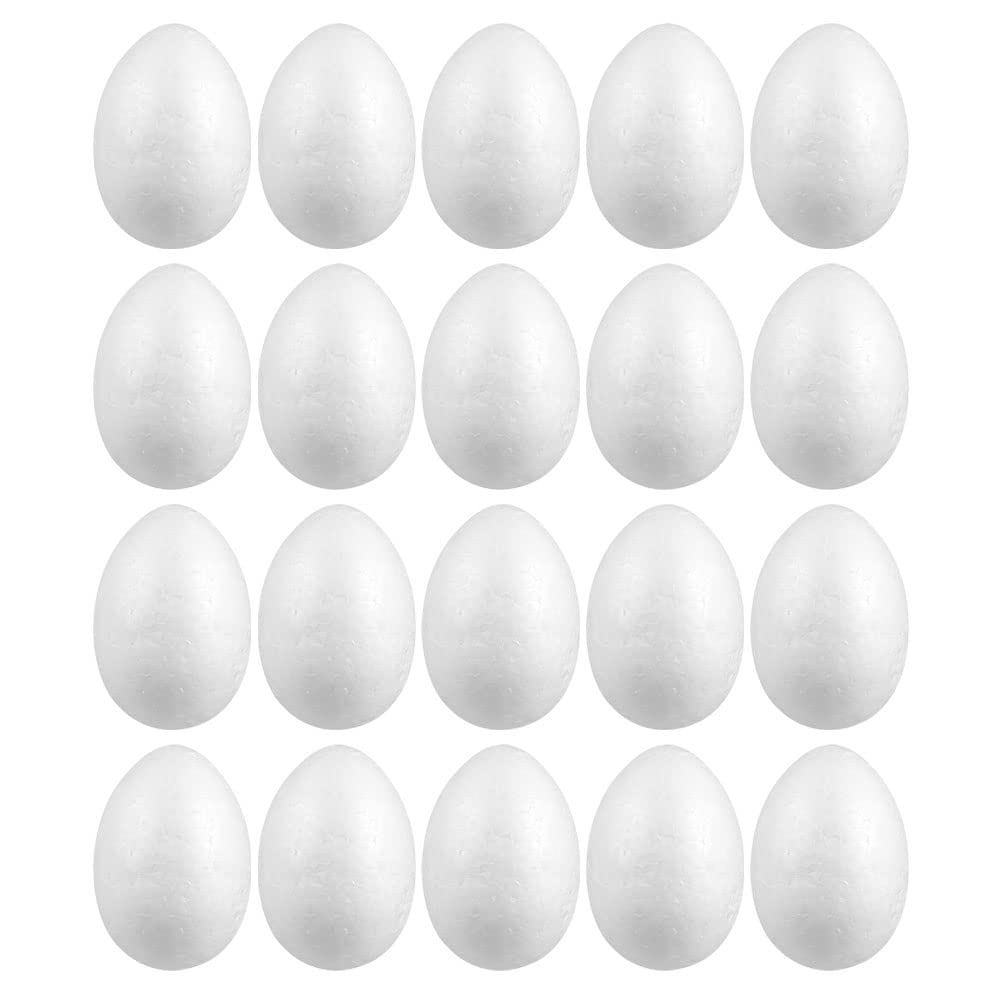 LUOZZY 30 Pcs White Styrofoam Easter Eggs - 6cm Polystyrene Foam Craft Eggs for DIY Decorations, Easter Basket Fillers, Spring Home Decor & Party Supplies