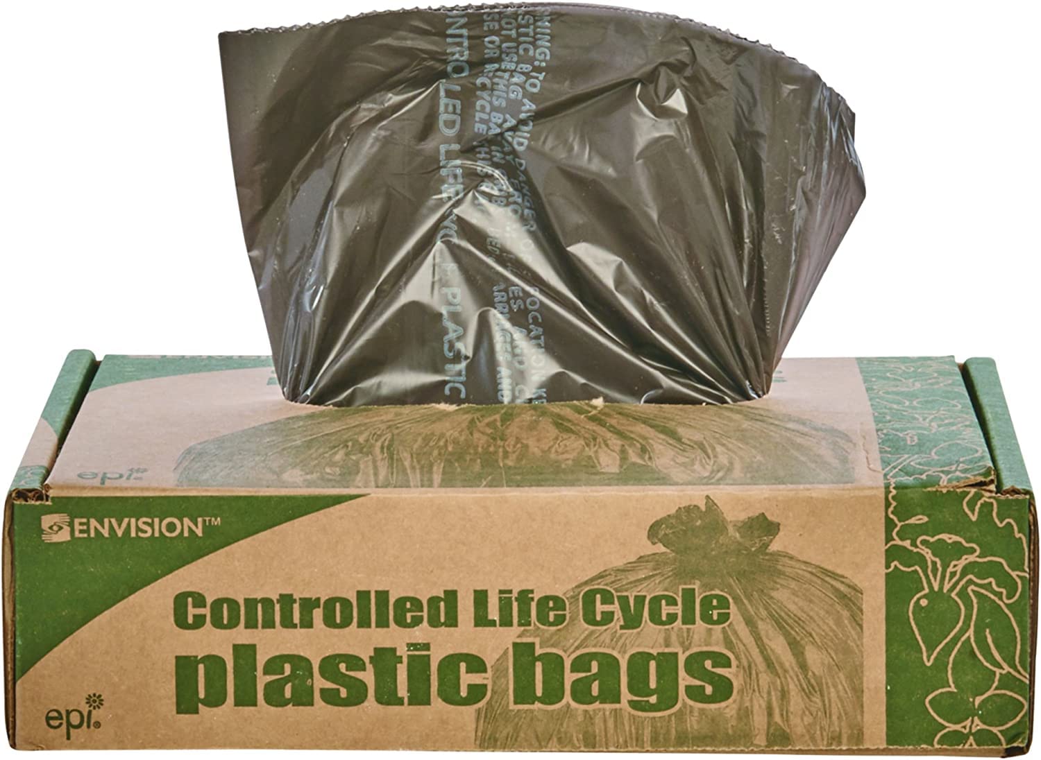 Envision 30 Gallon Heavy Duty Eco-Friendly Degradable Trash Bags - 60 Count (3 Pack) | 0.8 Mil Thick | Controlled Life Cycle | Perfect for Kitchen, Office & Outdoor Recycling Bins