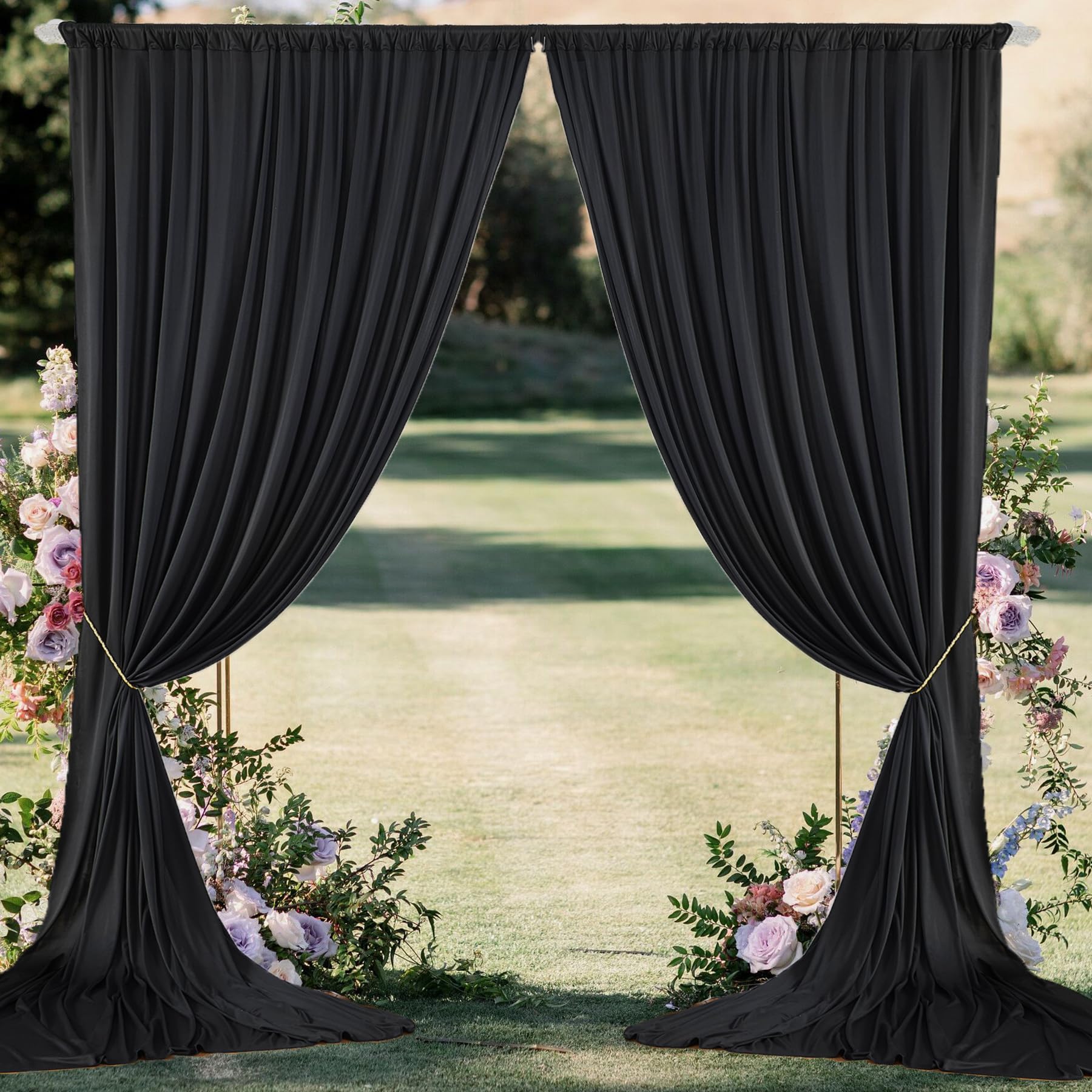 10ft x 7ft Wrinkle-Free Black Backdrop Curtain - Premium Photography Background for Parties, Weddings, Baby Showers & Events - Durable Fabric for Photo Booth, Studio & Home Decor