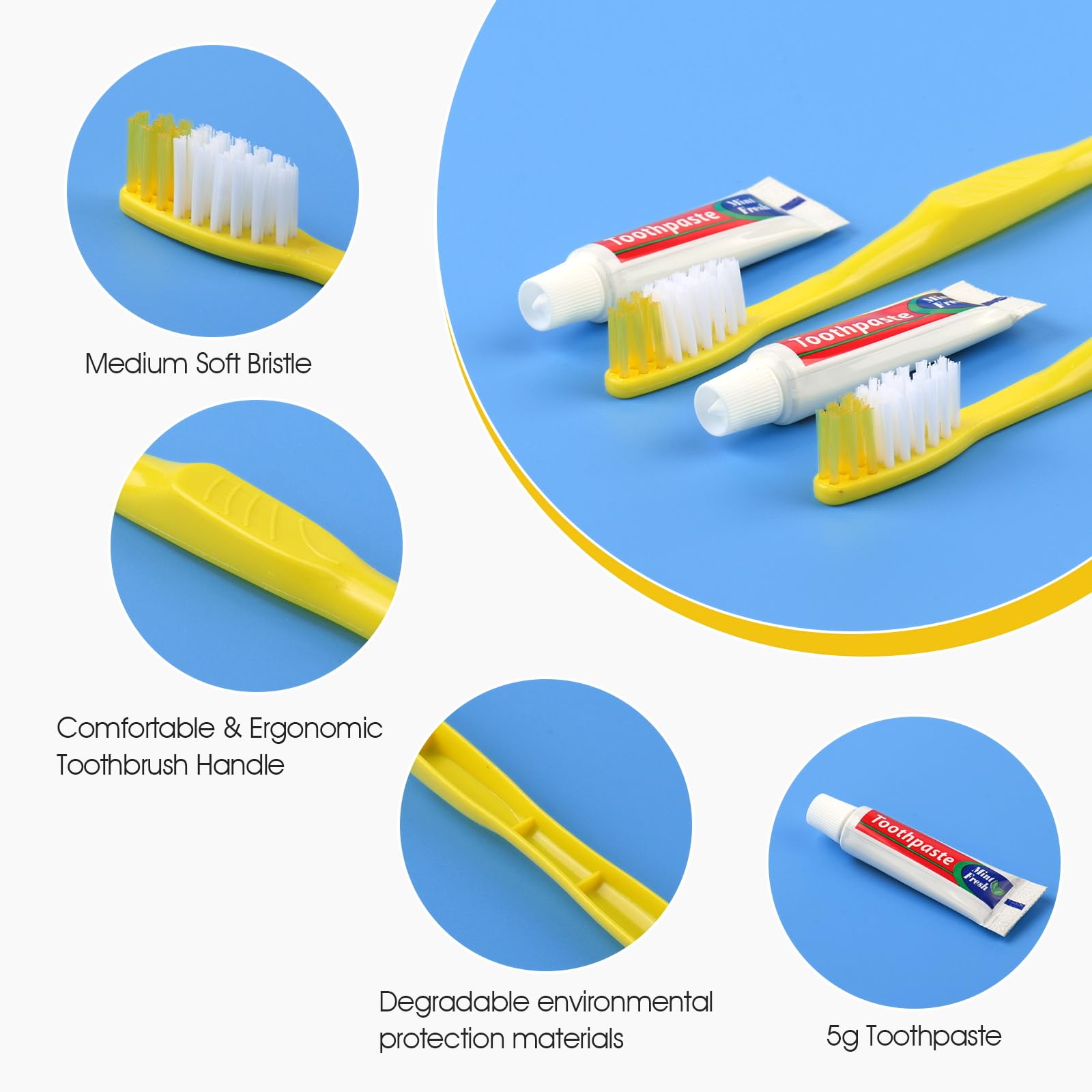 Homvle 100 Pack Disposable Toothbrushes with Toothpaste - Individually Wrapped Travel Toothbrushes Bulk, Medium Soft Bristles | Perfect for Travel, Camping, Hotels, Airbnb, Dentist Visits & Office Use | Eco-Friendly Oral Care Solution