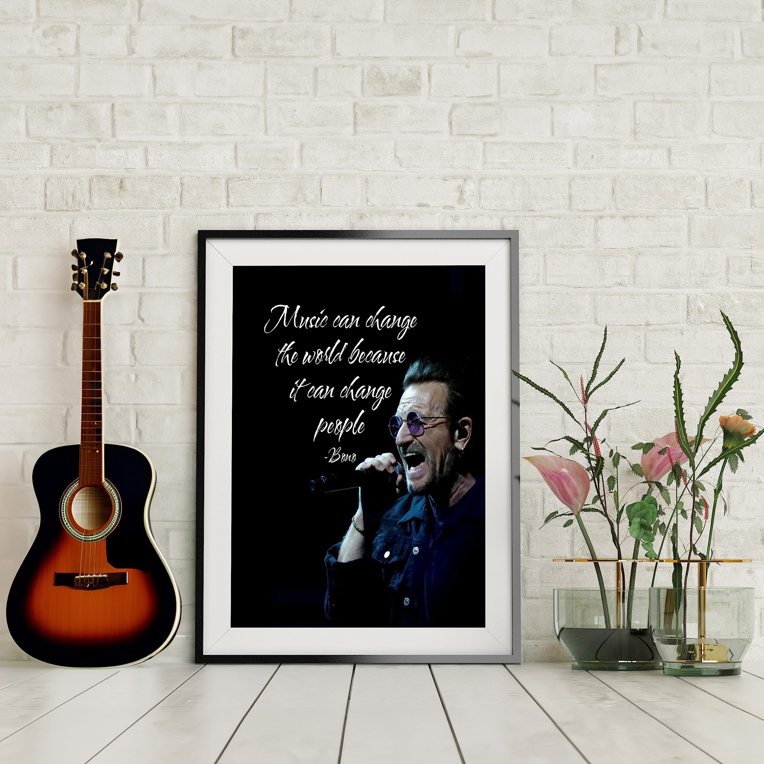 Inspirational Rock Music Wall Art - Motivational Silhouette Portrait for Living Room, Home, Office & Man Cave Decor - Unframed 8x10 - Perfect for Music Lovers & Rock Fans