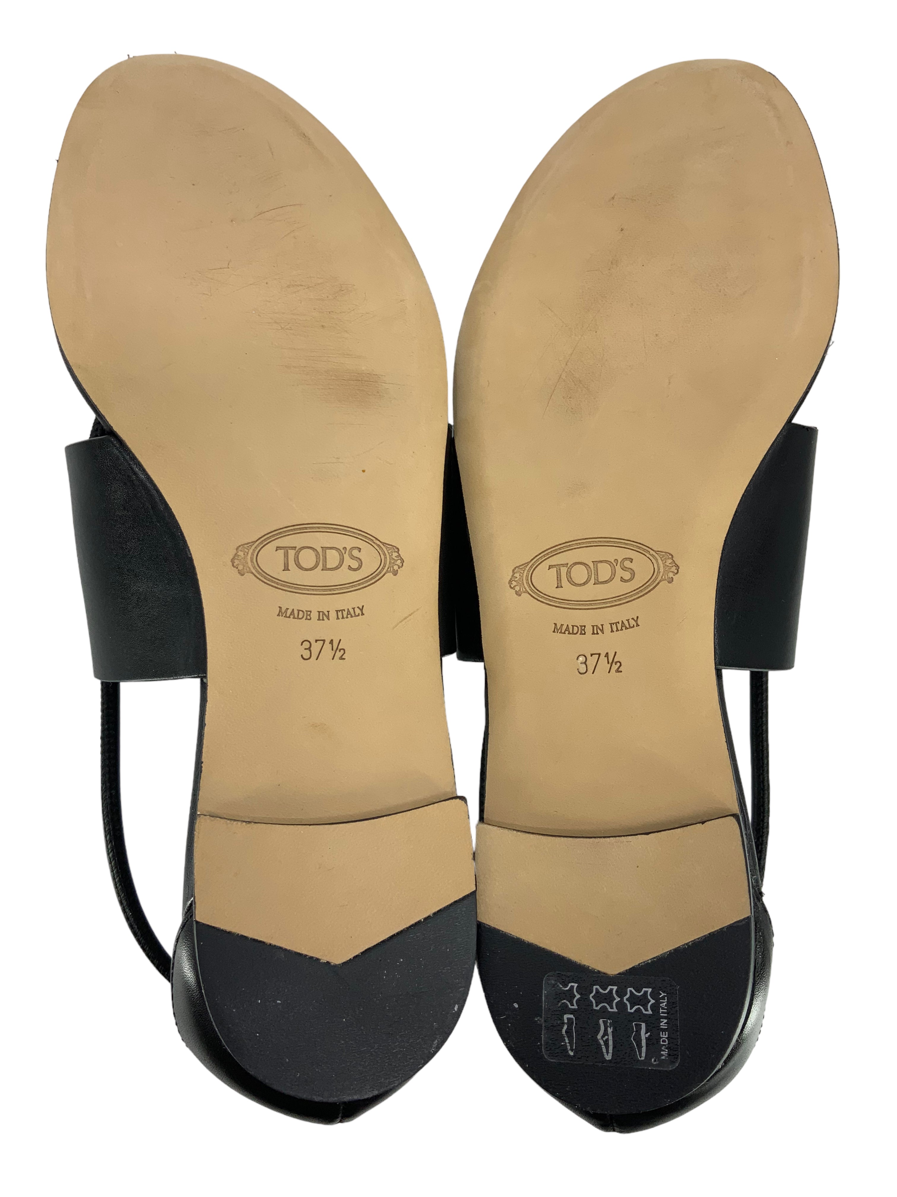 TOD'S Doppia Leather T Logo Thong Sandals for Women - Size 7.5 US - Comfortable Summer Flip Flops for Beach, Pool & Casual Outings