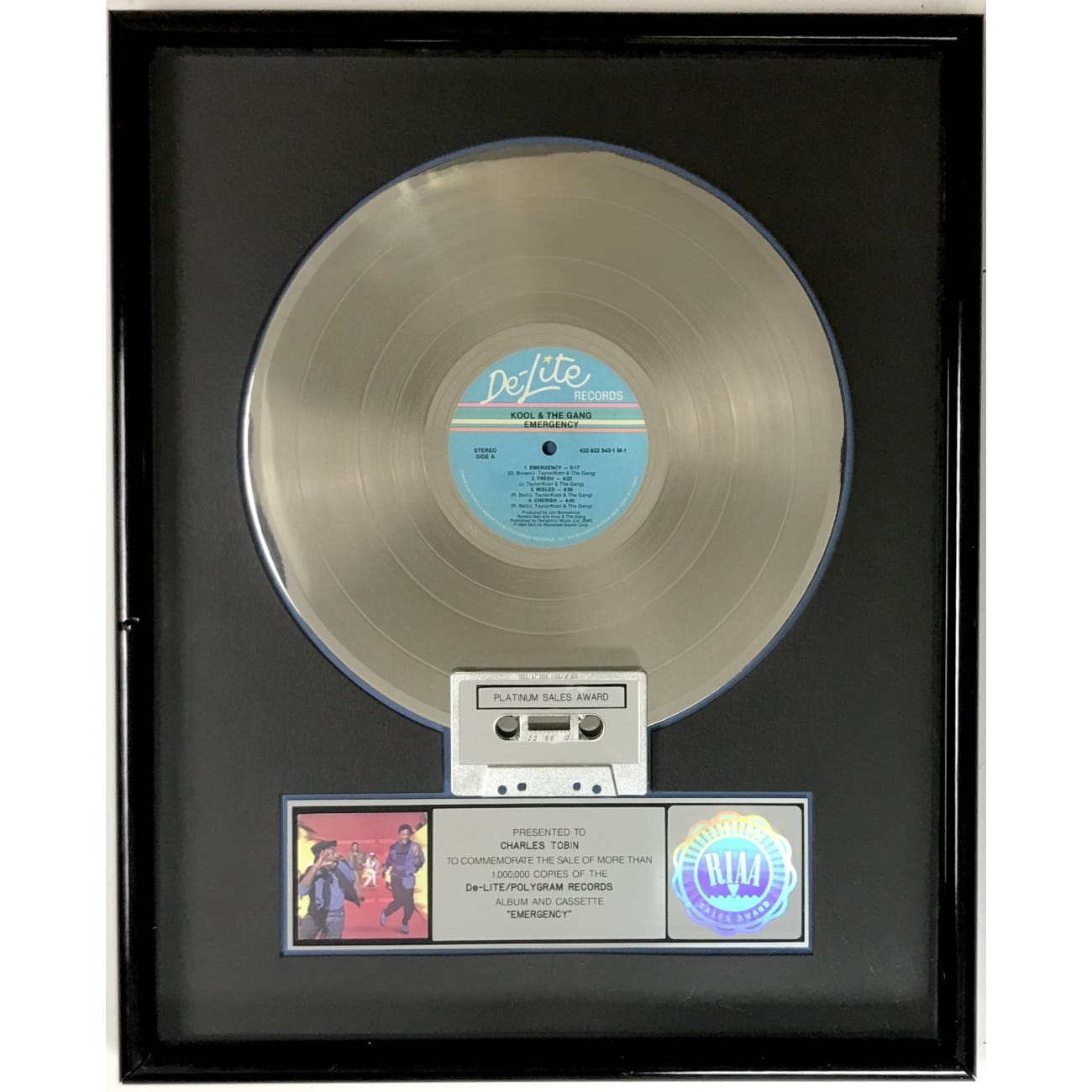 Kool & the Gang Emergency RIAA Platinum LP Award - Vintage Vinyl Record for Music Collectors & Retro Enthusiasts - Perfect for Home Decor, DJ Sets & Gift Giving