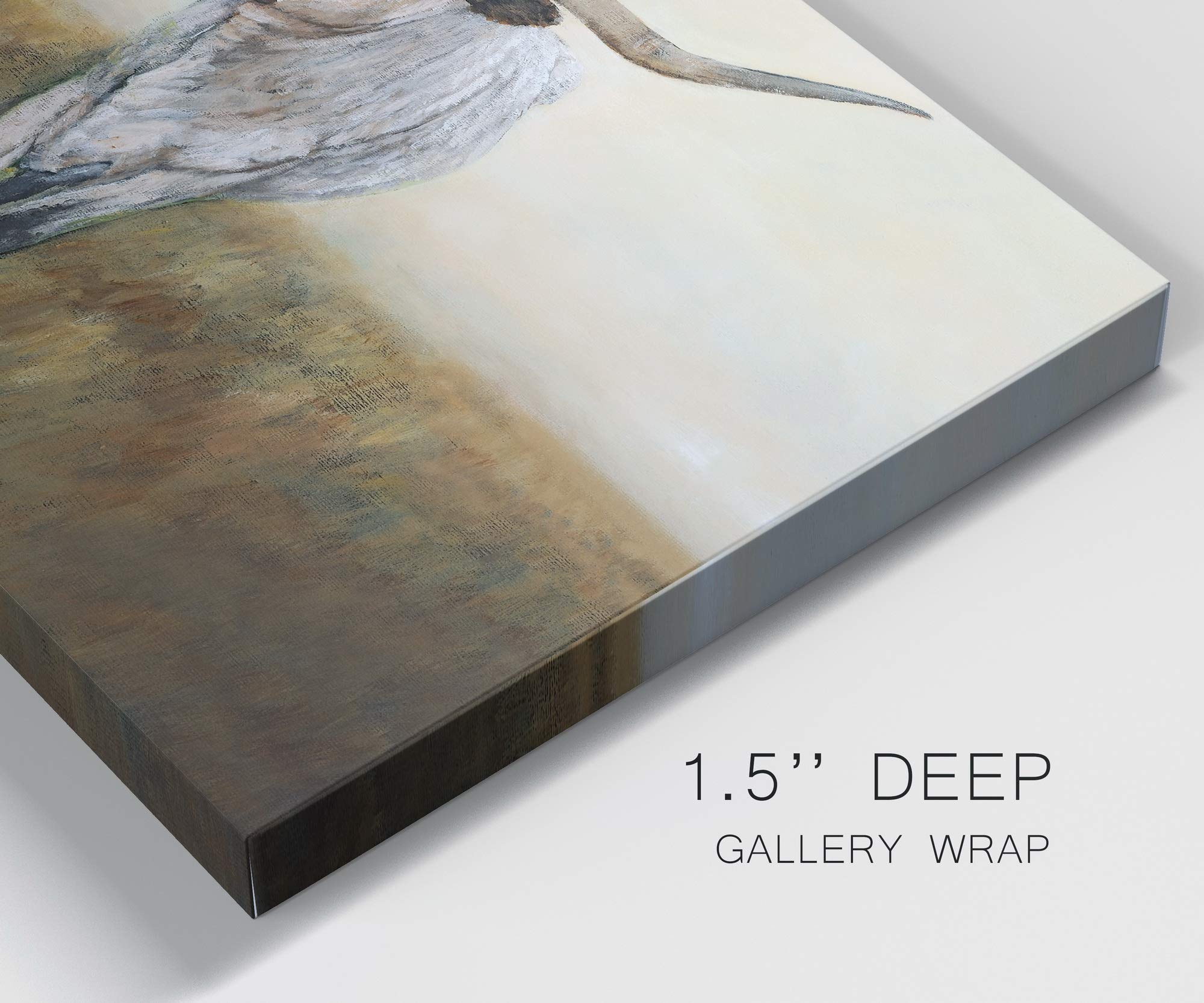 Fierce Longhorn Death Stare Abstract Black & White Canvas Wall Art - 32x48 Inch Modern Animal Painting for Home Decor, Bedroom, Office & Kitchen | Premium Gallery-Wrapped Canvas Print