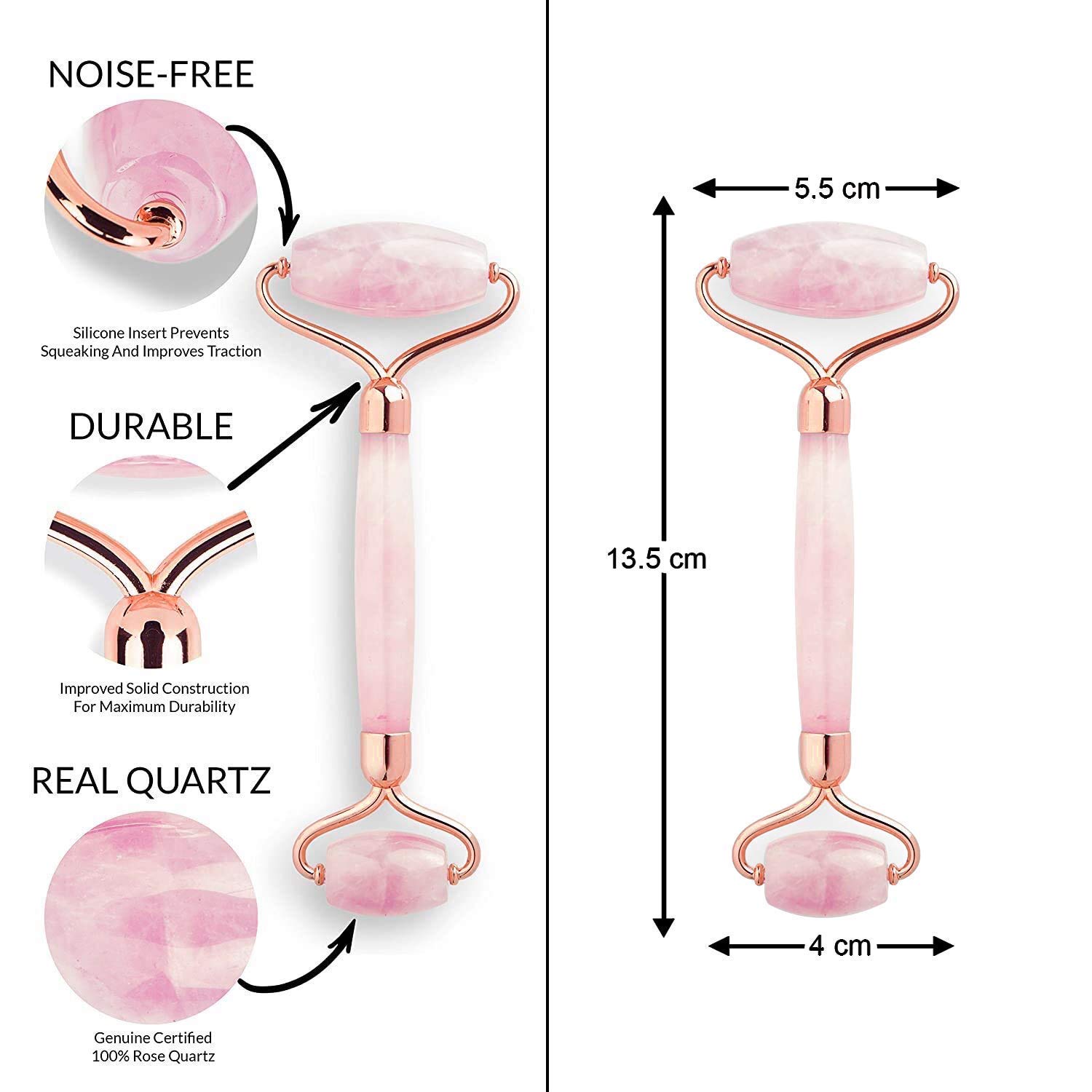 Premium RUGDOLL Aikon Jade & Quartz Face Roller - Natural Facial Massager for Skin Care, Anti-Aging & Microcirculation | Handcrafted Pink Stone Roller for Glowing Skin | Perfect for Morning Routine & Nighttime Skincare Regimen