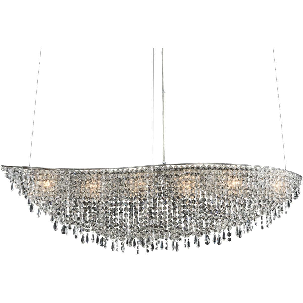 Allegri 029060-010-FR001 Voltare 6-Light 48 Inch Chrome Modern Island Pendant Ceiling Light Fixture for Kitchen Dining Room Bar Counter