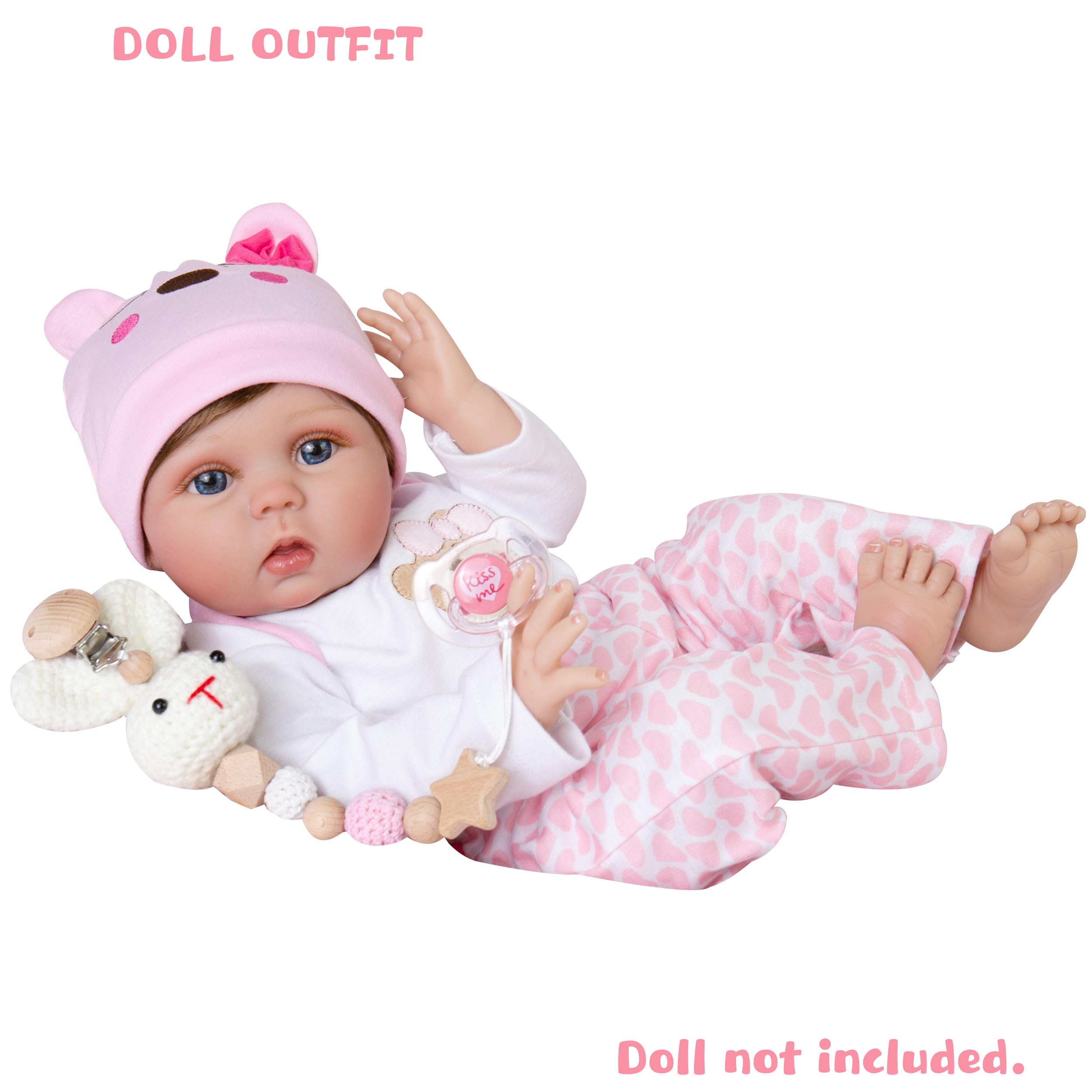 Realistic Reborn Baby Doll Clothes - Adorable Bear Pattern Outfits for 17-22 Inch Newborn Dolls | Perfect for Doll Collectors, Photography Props & Gift Giving
