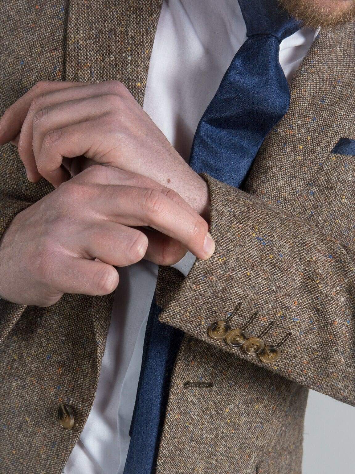 Brown Donegal Tweed 3-Piece Suit | 100% Wool Men's Formal Suit by Torre Elton | Perfect for Weddings, Business Meetings & Special Occasions