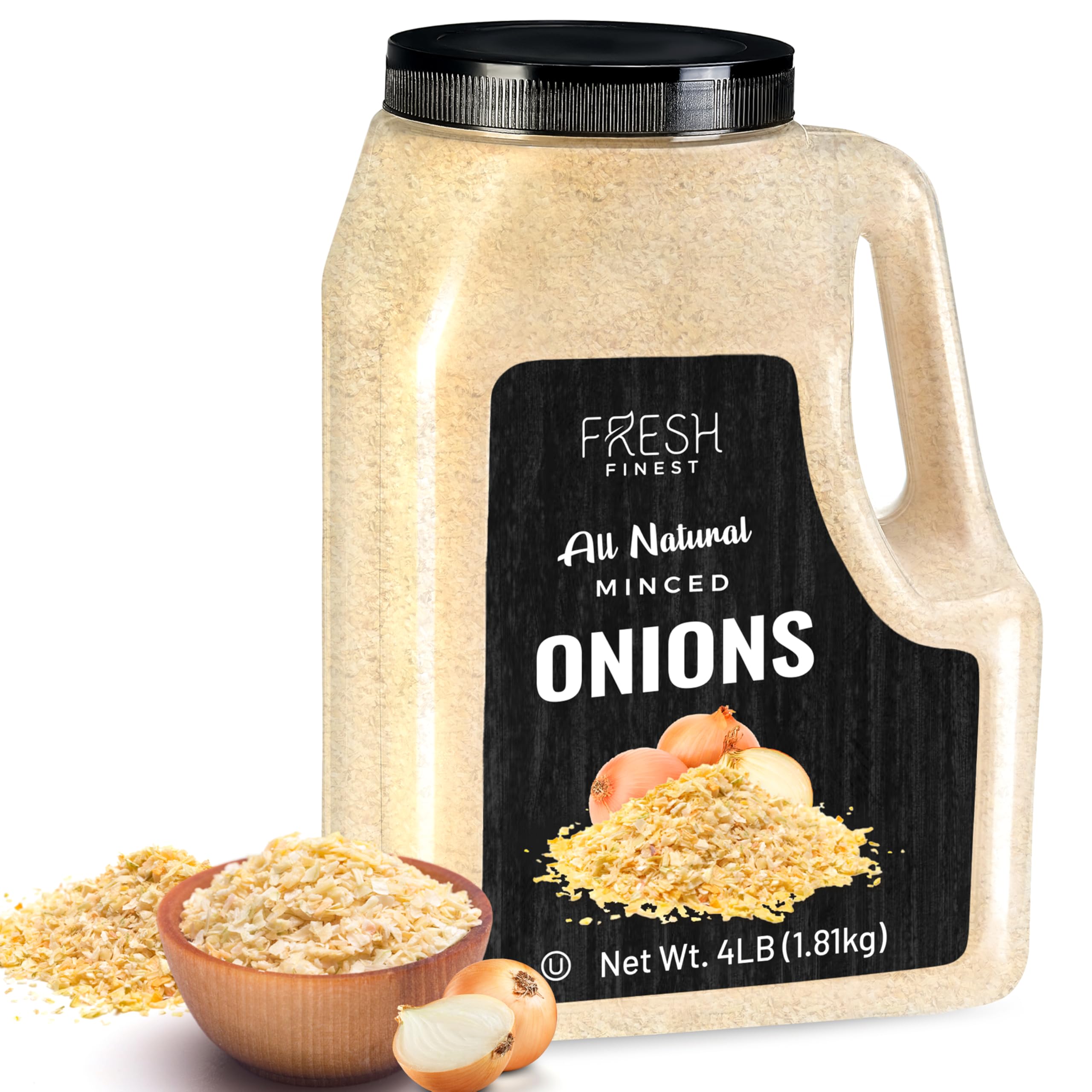 Premium Dehydrated Minced Onions 4 lb Bulk - Kosher Certified, Non-GMO - Perfect for Cooking, Seasoning Meats, Vegetables, Rubs & Dressings - Ideal for Home Chefs, Restaurants & Meal Prep (1.81kg)