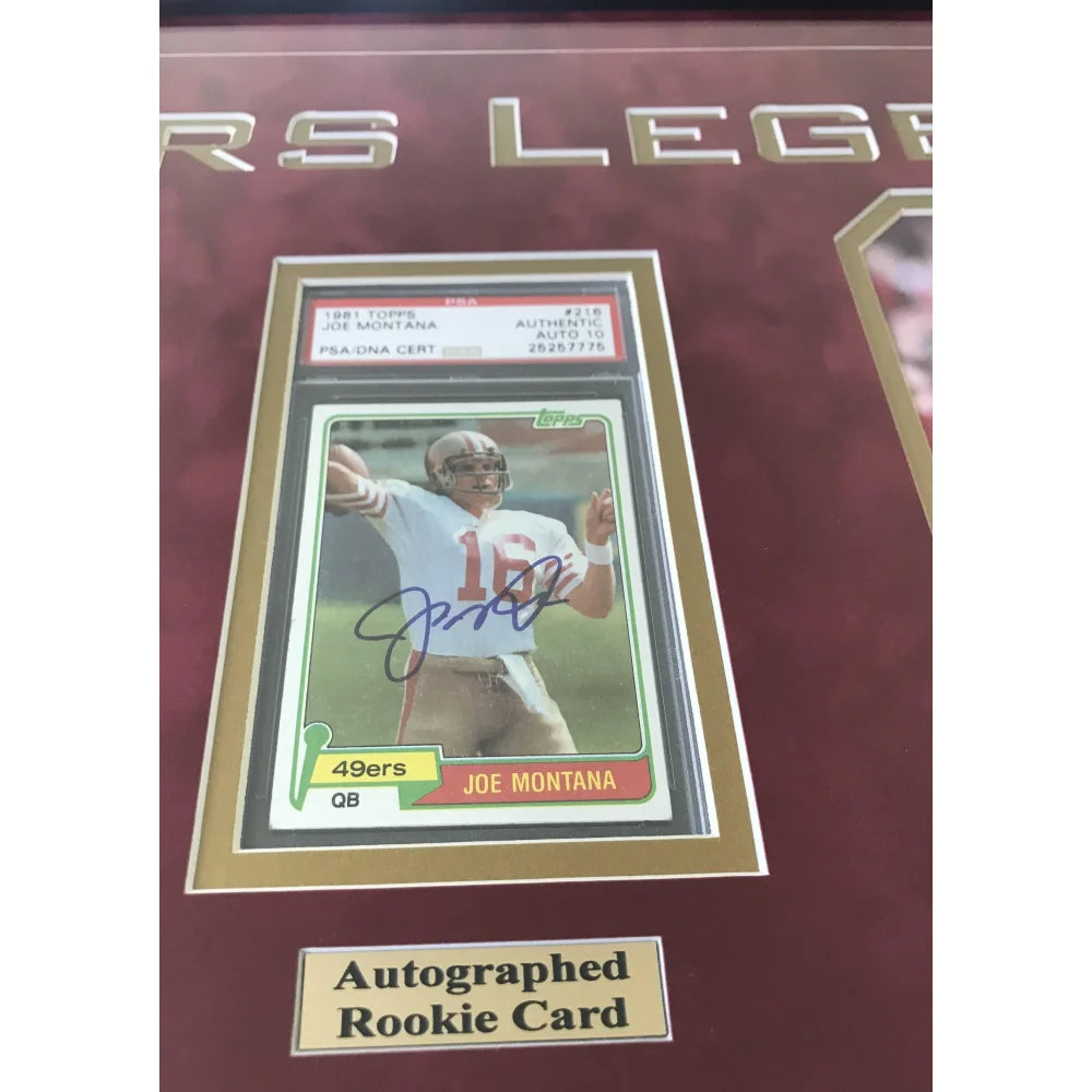 Joe Montana & Jerry Rice Dual Signed Rookie Cards - PSA Gem 10 Autographed Framed Memorabilia - Perfect for 49ers Fans, Sports Collectors & Man Cave Decor