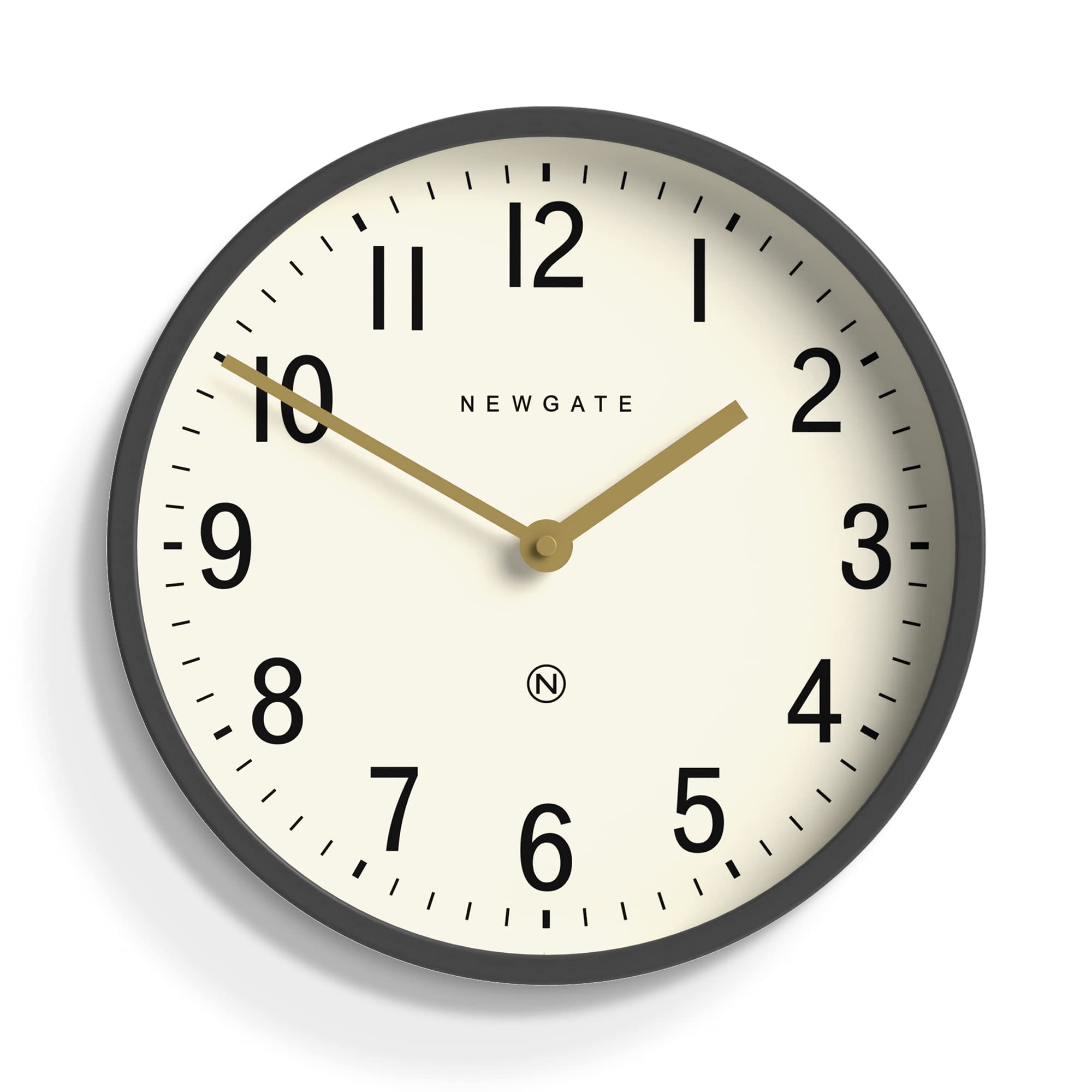 NEWGATE® Master Edwards Wall Clock - Vintage Metal Analog Wall Clock with Mid-Century British Design - Easy to Read Round Kitchen Clock (Blizzard Gray) - Perfect for Living Room, Bedroom & Office Decor