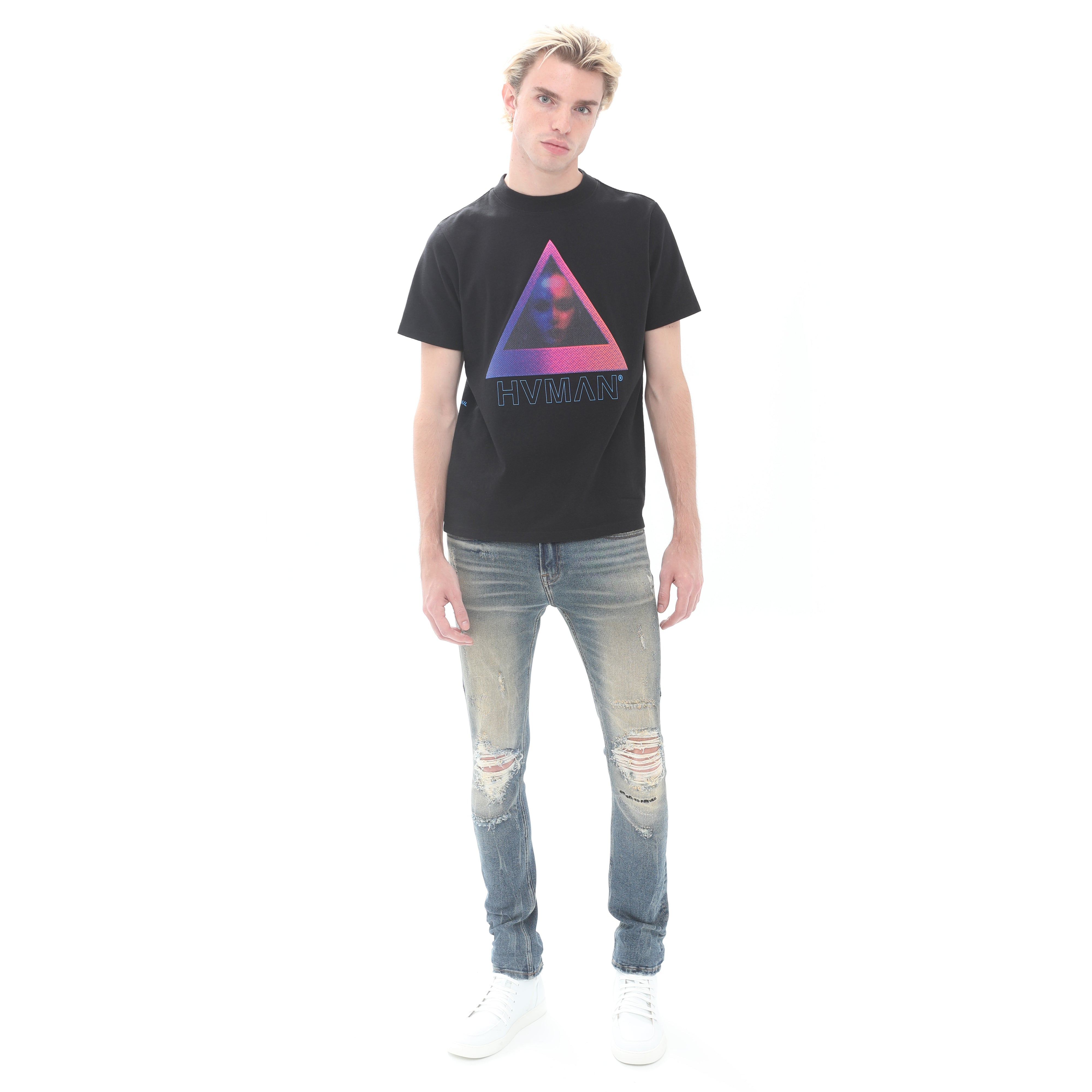 Trendy HVMAN Face Graphic T-Shirt in Black - Perfect for Casual Wear, Street Style & Everyday Outfits