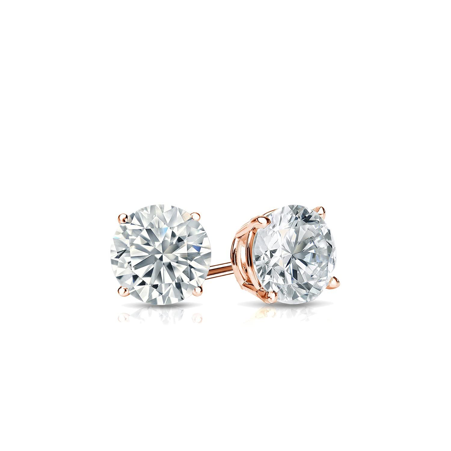 1/3 Carat Lab Grown Diamond Round Stud Earrings in 14k Gold (G-H, VS1-VS2, cttw) - 4-Prong Basket Screw Back for Secure Fit by Diamond Wish | Perfect for Everyday Wear, Special Occasions & Gift Giving