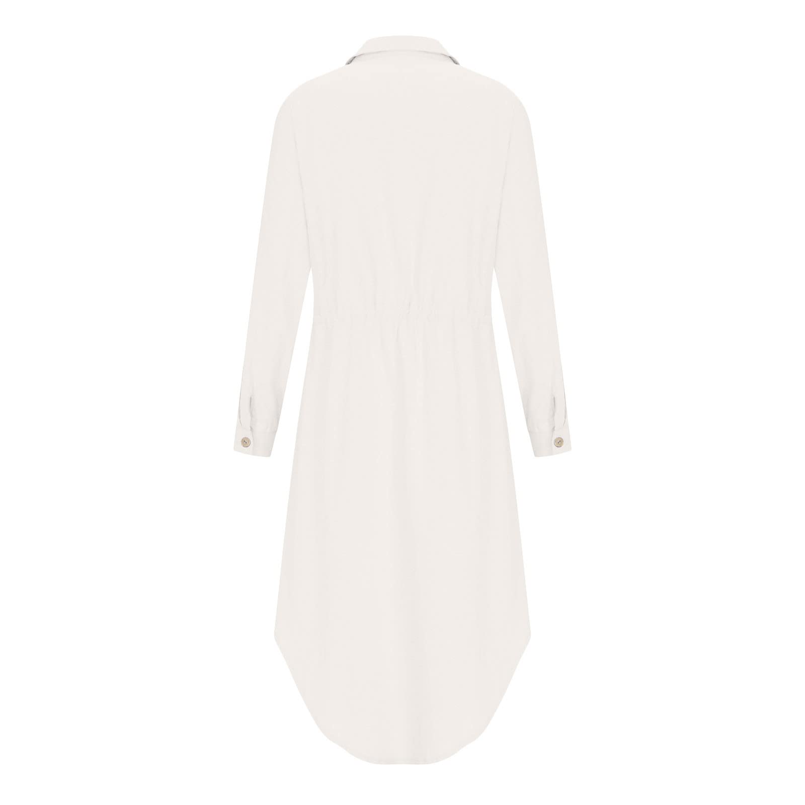Women's Cotton Linen T-Shirt Dress - Casual Loose Button Down Lapel Maxi Dress Kaftan for Plus Size | Summer Beach Cover Up, Boho Chic Outfit, Vacation Wear, Lounge Dress