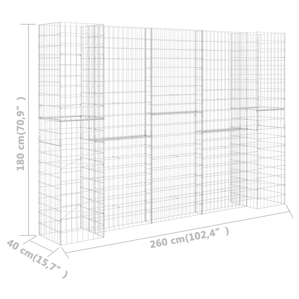 H-Shaped Gabion Planter Steel Wire - Outdoor Garden Stone Basket Planter, Raised Vegetable Bed & Retaining Wall Cage (223.6