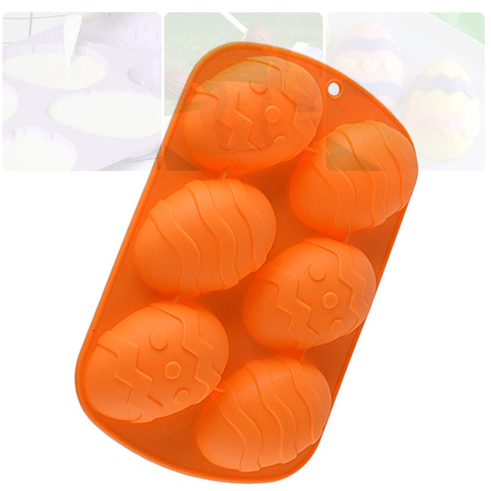 MANQIAN 4-Piece Easter Egg Shaped Silicone Cake Molds - Non-Stick Baking Trays for Chocolate, Candies, Ice Cubes & DIY Desserts - Perfect for Easter Baking, Party Treats & Holiday Cooking (Orange)