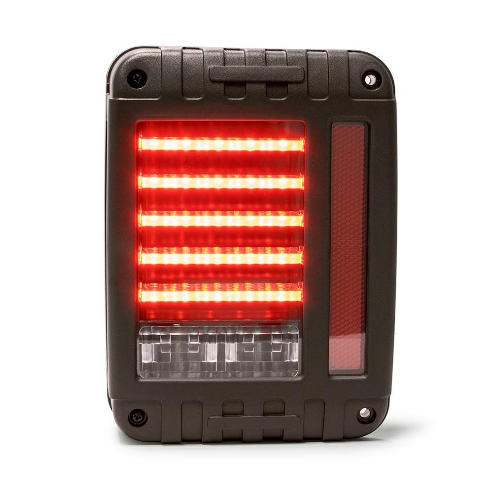 DV8 Offroad TLJK-01 LED Tail Lights for 2007-2018 Jeep Wrangler JK - Direct Fit Plug & Play Replacement - Dynamic Horizontal Light Pattern - Off-Road Adventure & Night Driving Safety Upgrade