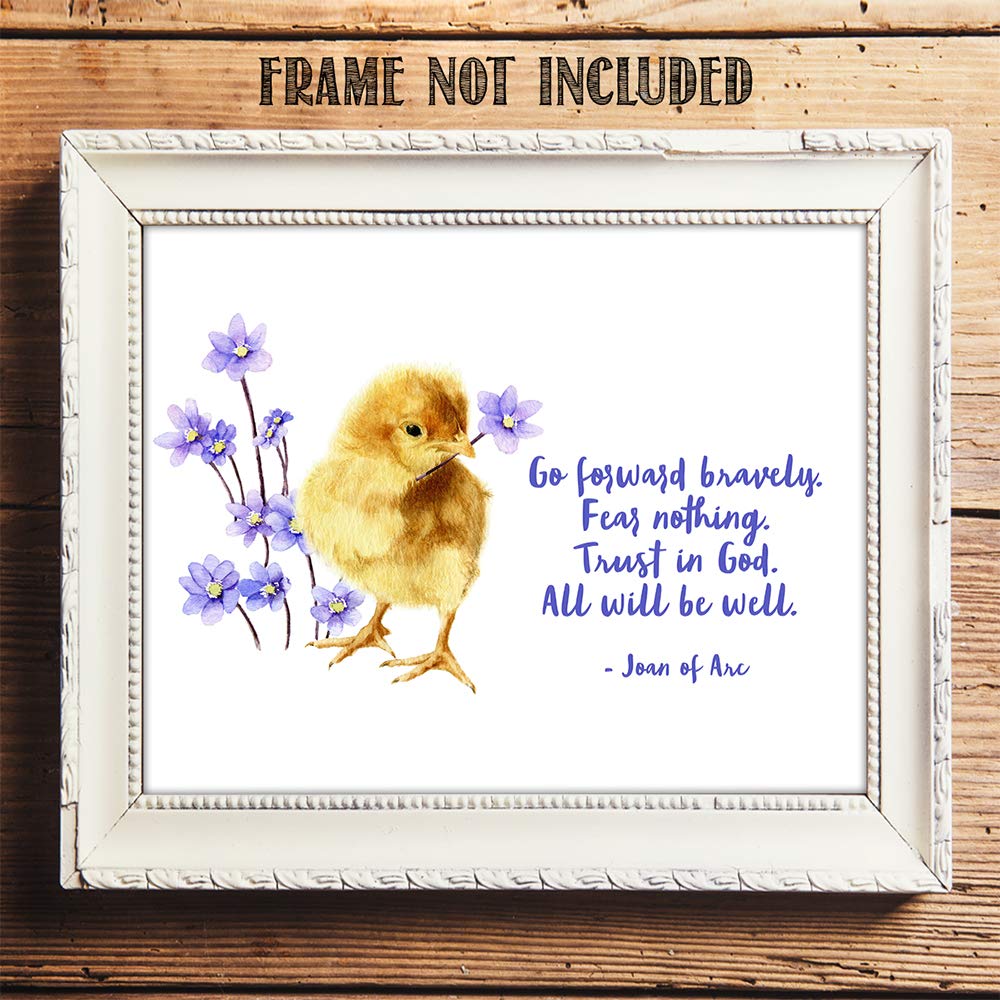 TJ Originals - Joan of Arc Quotes Wall Art, Christian Bible Verse Print, 11x14 Inspirational Poster - Perfect for Home Decor, Office Motivation & Religious Gifts for Women, Friends & Family (Chick Design)