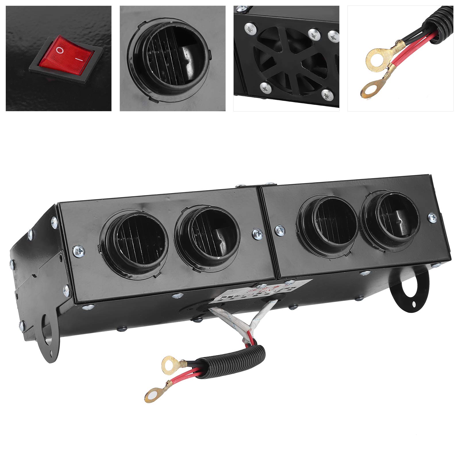 12V 800W Car Heater Fan Defroster - 4 Hole RV Automotive Heater for Windshield & Seat Warming - Perfect for Winter Driving in Trucks, UTVs, and Campers
