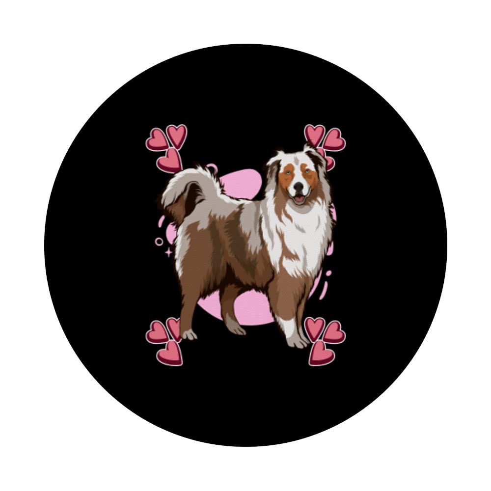 Aussie Heart Design Australian Shepherd PopSockets Swappable PopGrip - Cute Phone Grip for Dog Lovers, Perfect for iPhone & Samsung Galaxy (Use for Selfies, Video Calls & Secure Phone Handling)