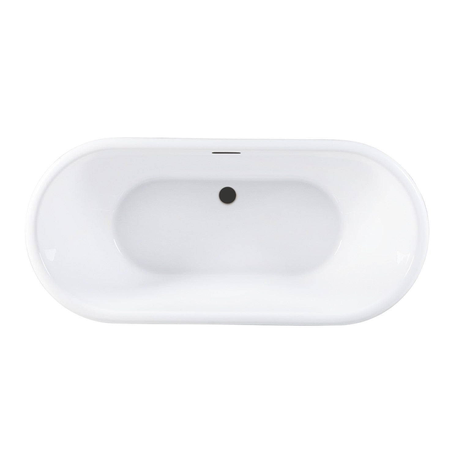 Aqua Eden 71 Inch Acrylic Oval Double-Ended Freestanding Bathtub - Glossy White/Matte Black Pedestal Tub with Drain (No Faucet Holes) | Luxury Soaking Tub for Spa Bathroom, Master Suite & Relaxation Retreat